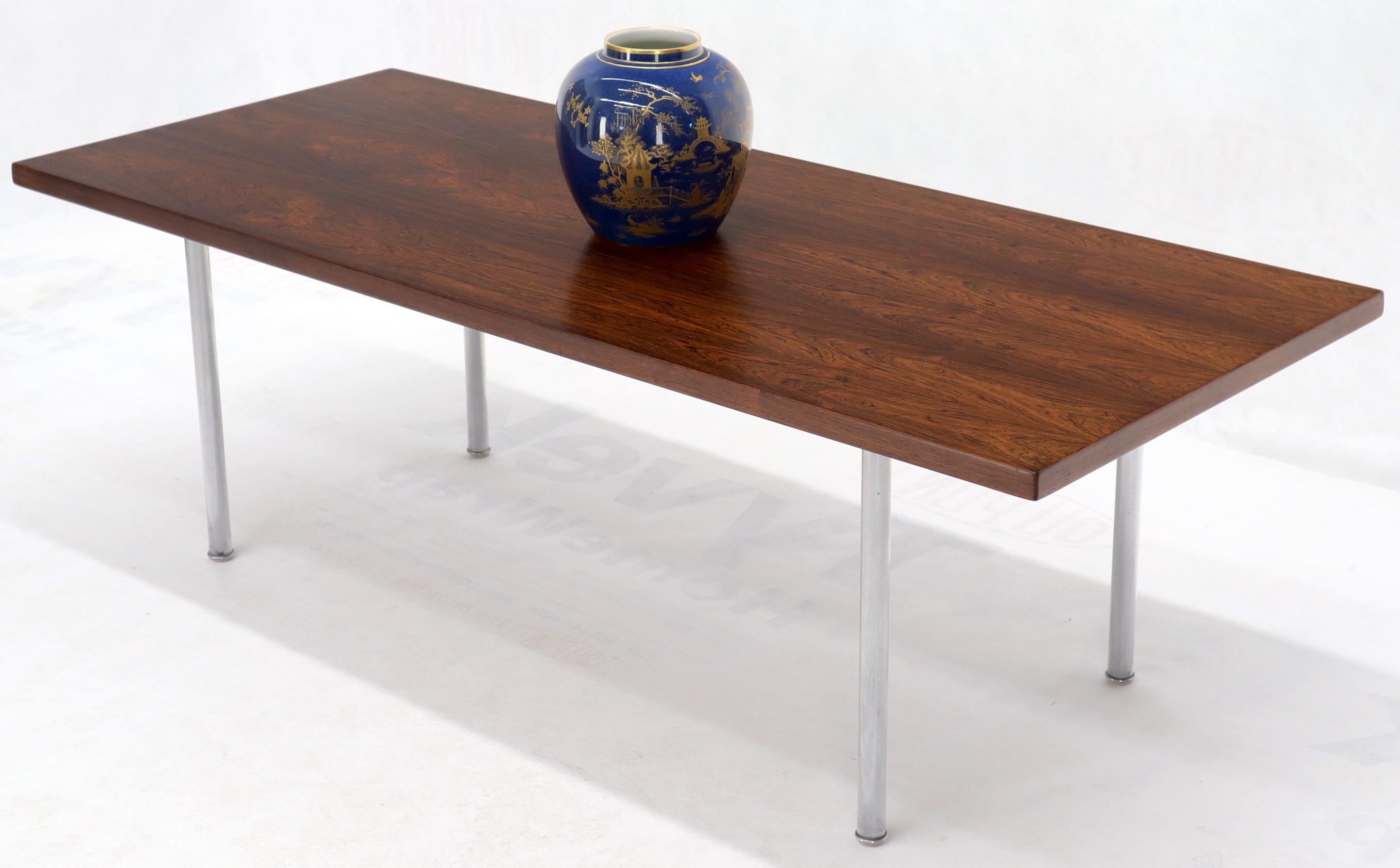 20th Century Hans Wegner Signed Rosewood Coffee Table on Chrome Cylinder Legs For Sale