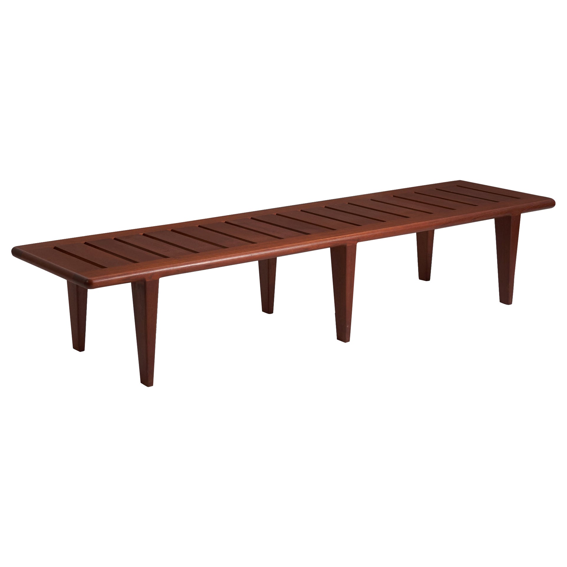 Hans Wegner, Slated Bench, Teak, Johannes Hansen, Denmark, 1950s