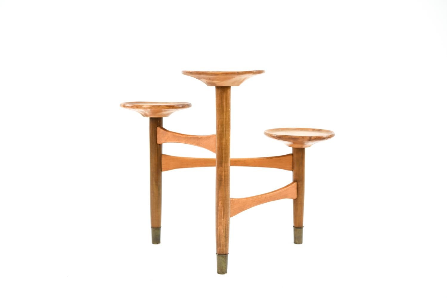 Mid-20th Century 1950s Danish Beech and Brass Stand