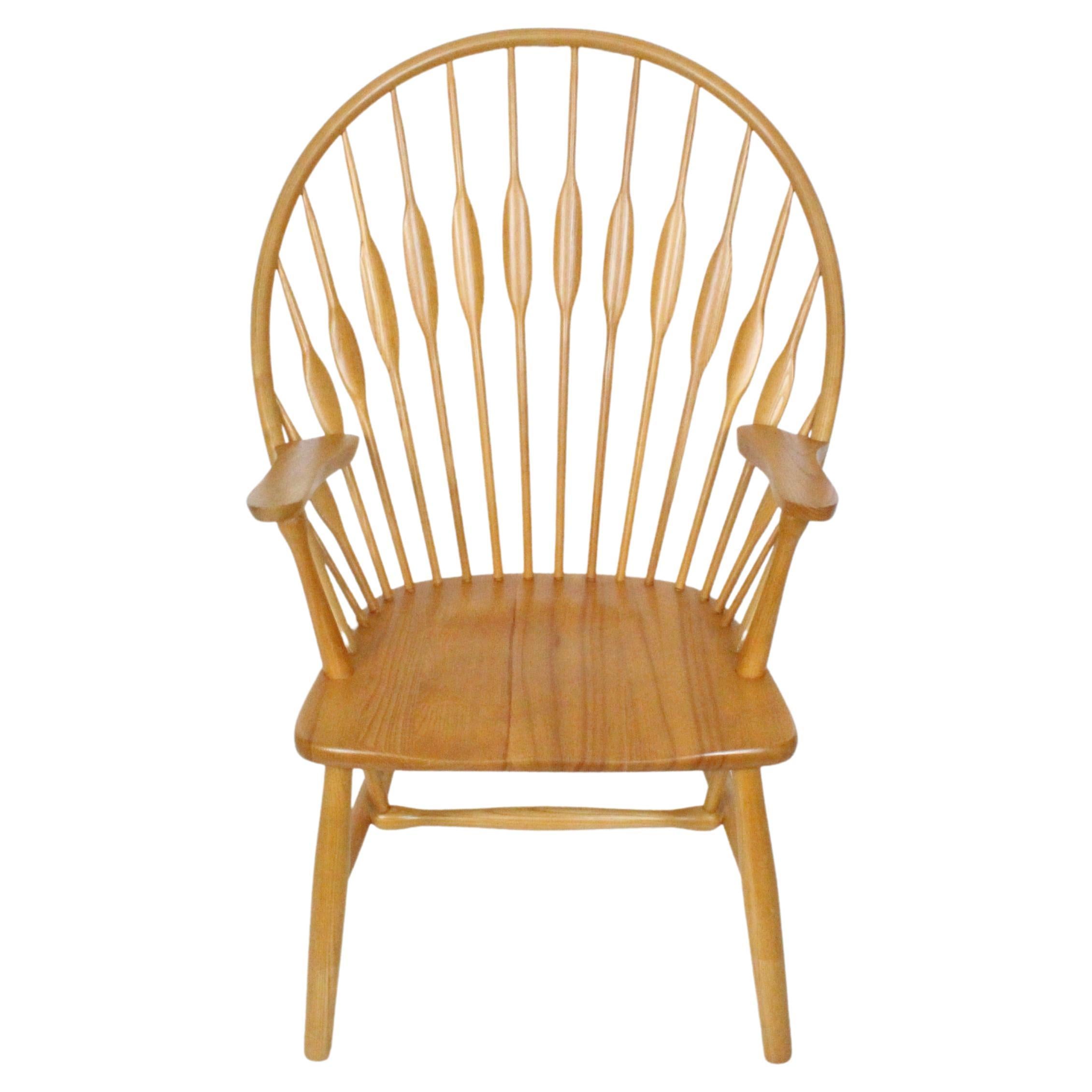 Hans Wegner Style Ash Peacock Arm Chair, 1970's