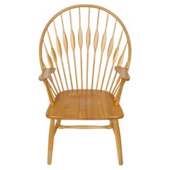 Hans Wegner Style Ash Peacock Arm Chair, 1970's