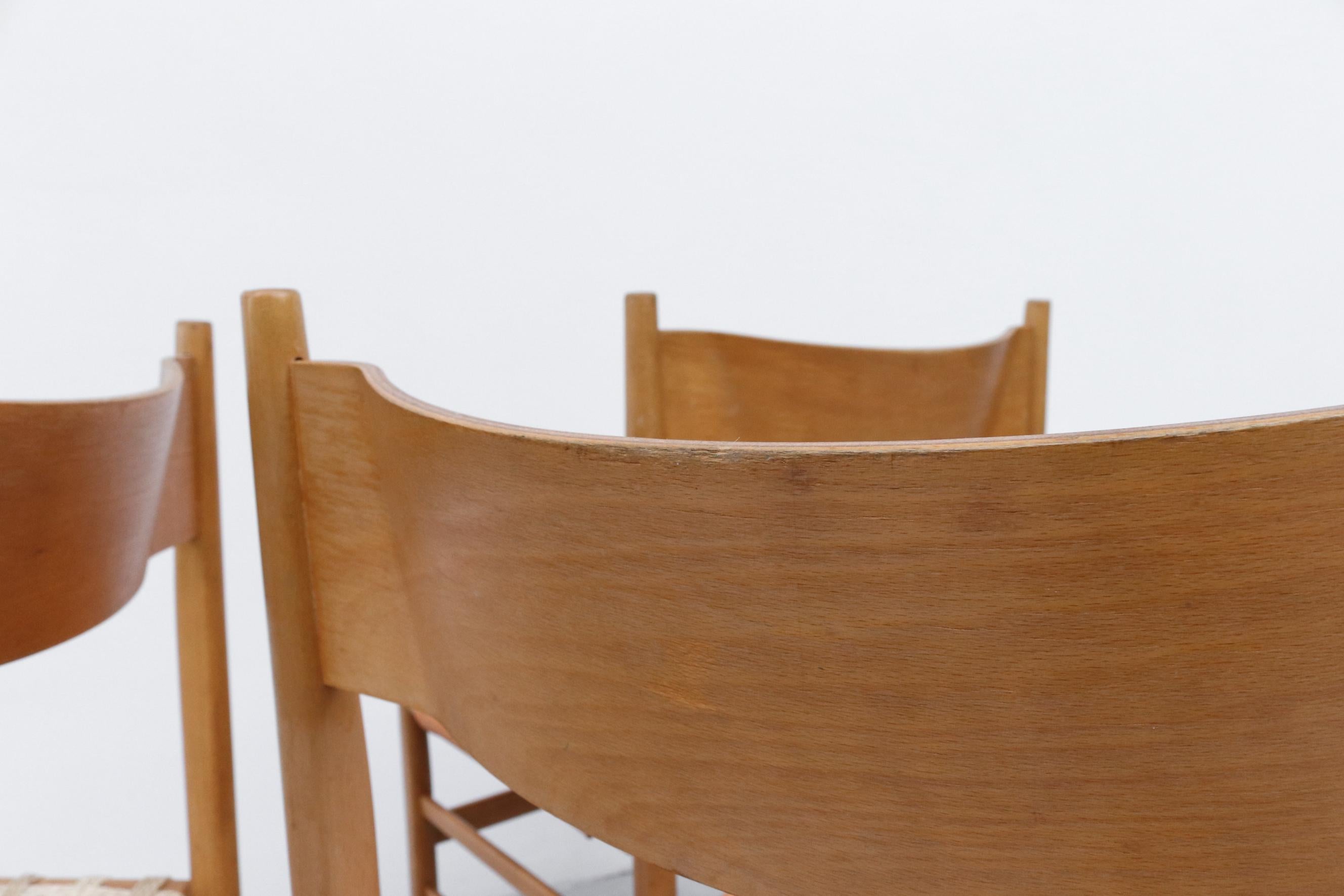 Hans Wegner Style Danish Blonde Dining Chairs with Leather Seats 10