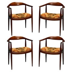 Hans Wegner Style, Danish Mid-Century Modern, Four Dining Arm Chairs, 1950s