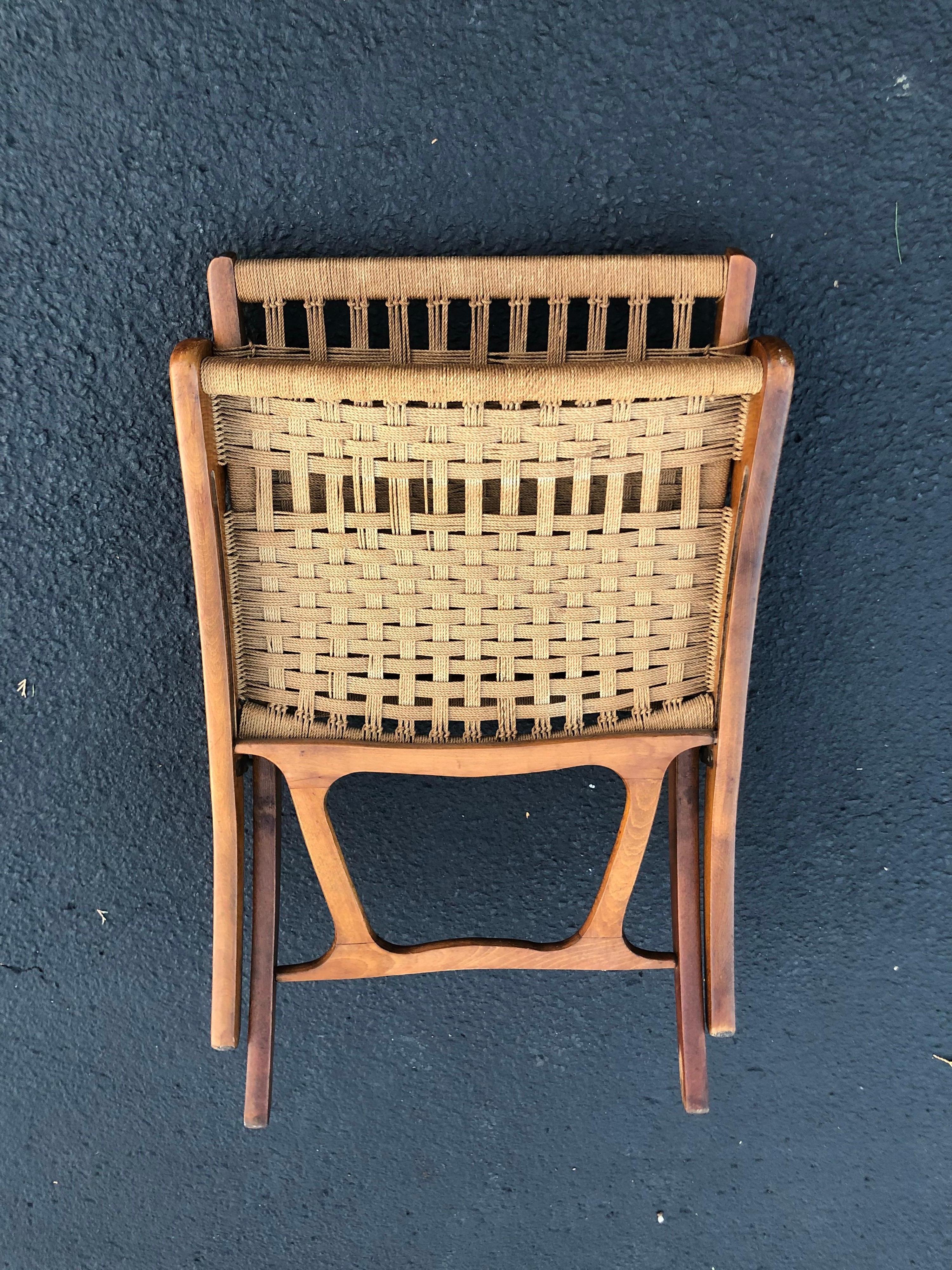 1960's Vintage Hans Wegner Style Folding Rope Chair 3