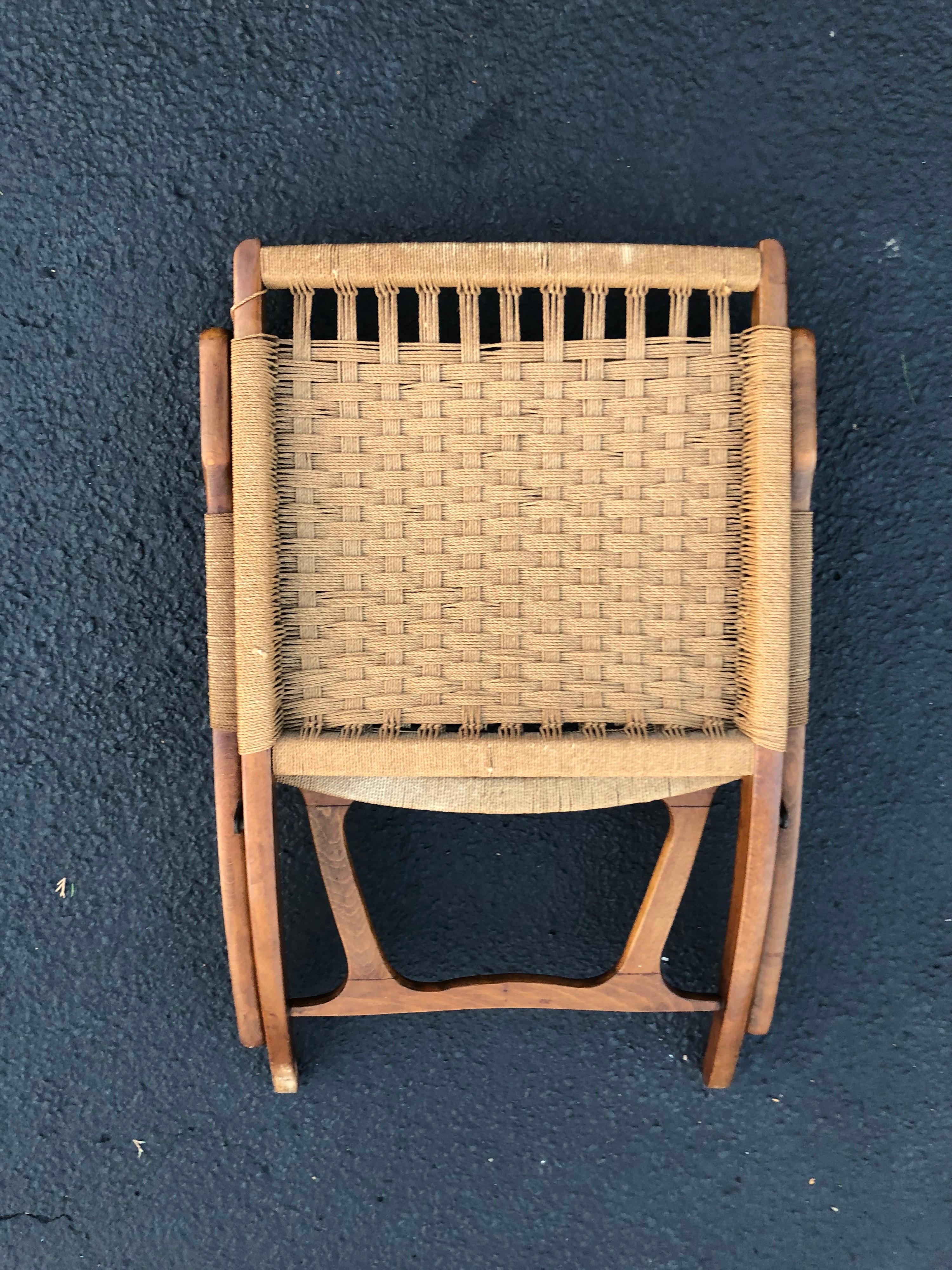 1960's Vintage Hans Wegner Style Folding Rope Chair 4