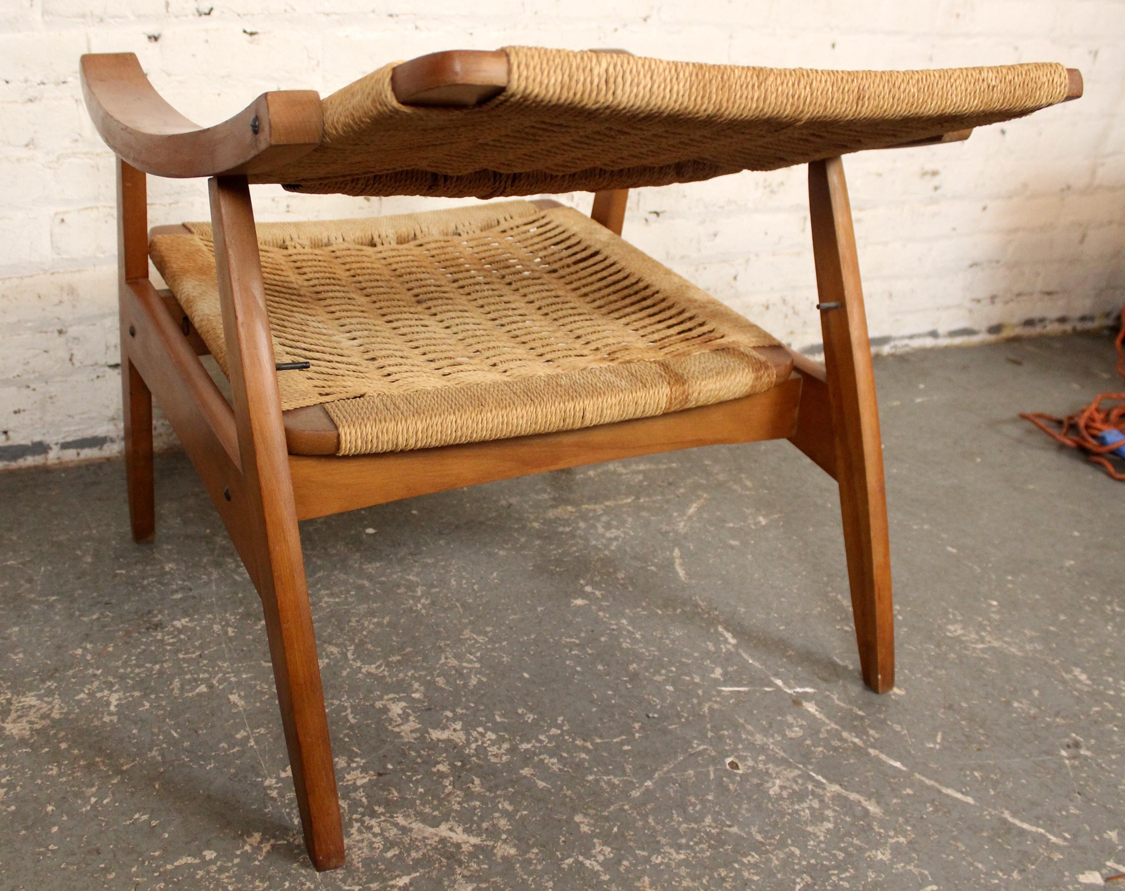 Hans Wegner Style Reclining Rope Armchair For Sale 6