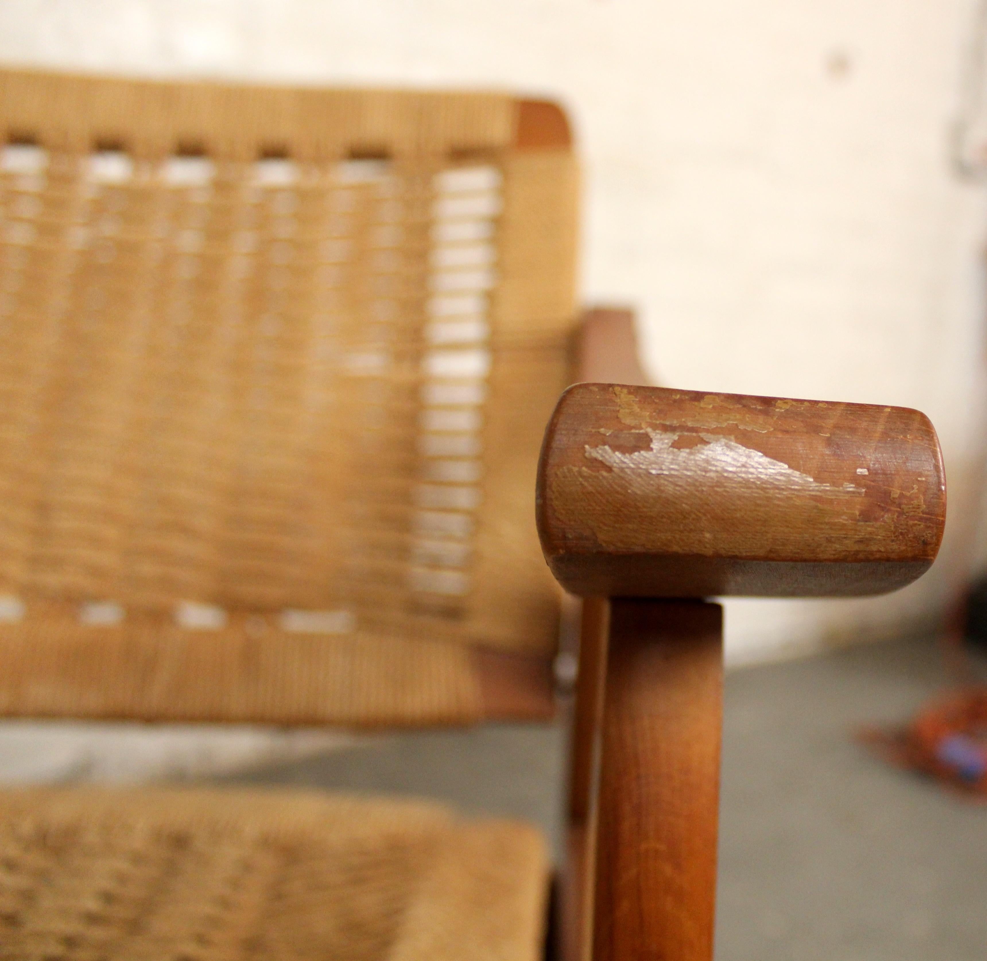 Hans Wegner Style Reclining Rope Armchair For Sale 7