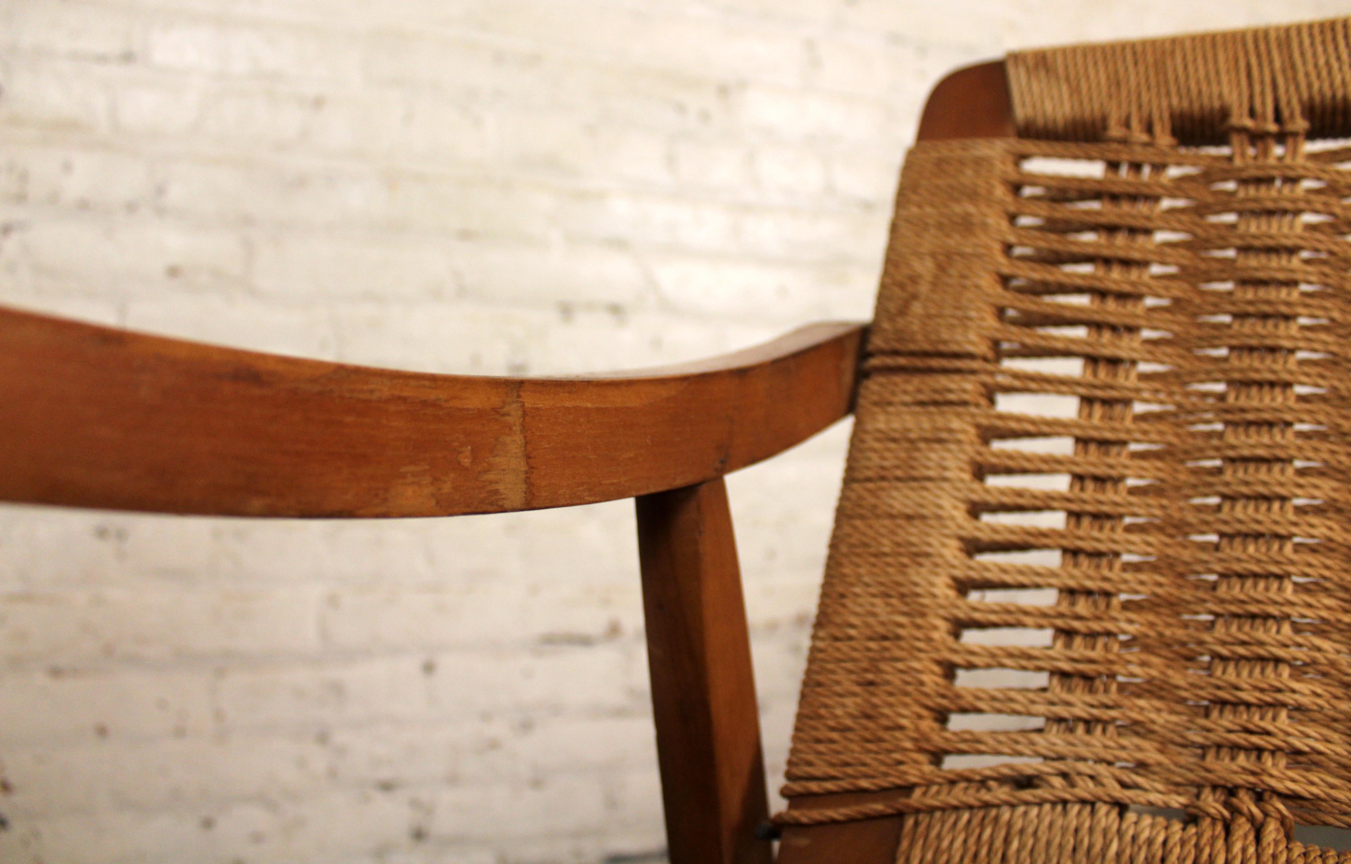 Hans Wegner Style Reclining Rope Armchair For Sale 9