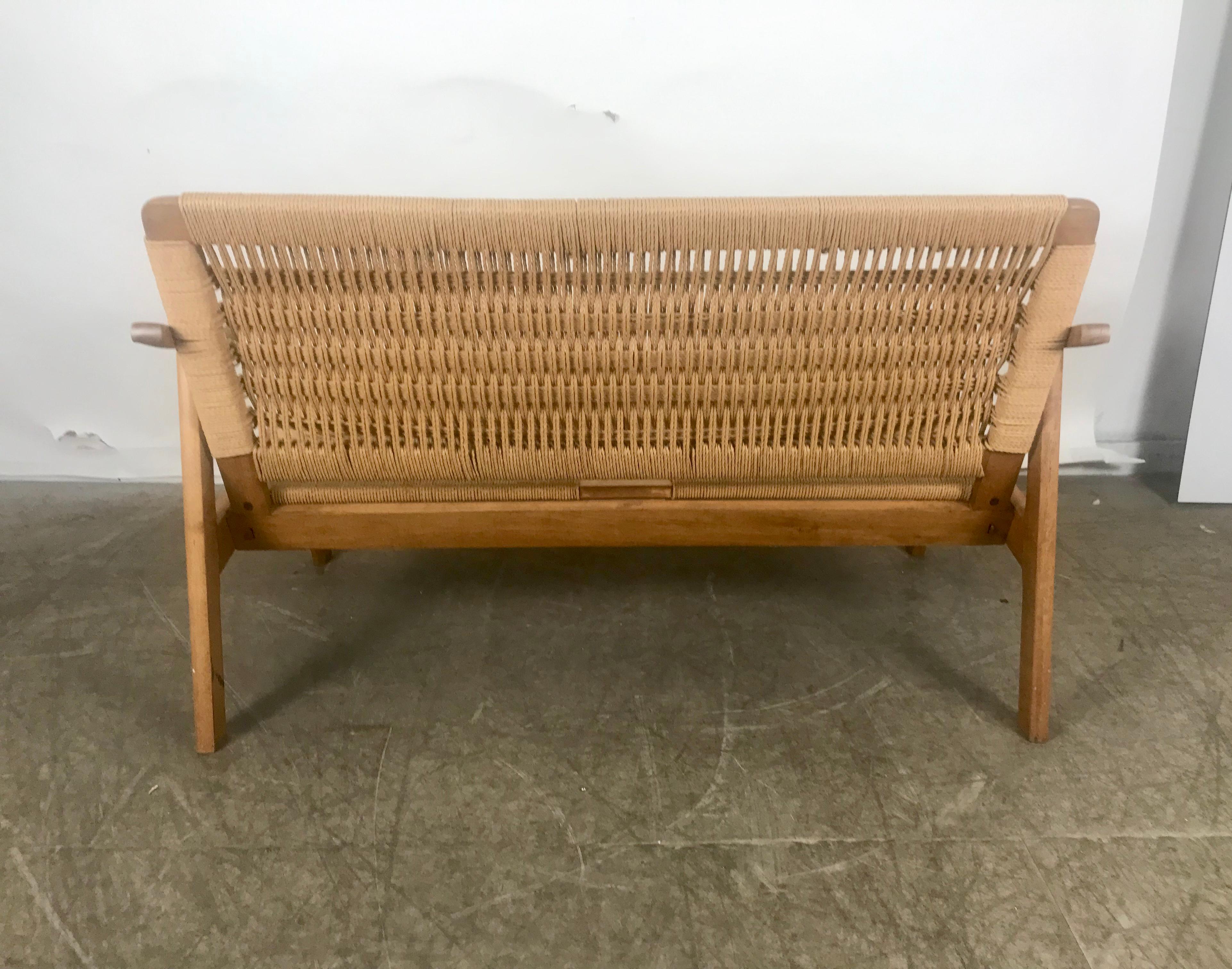 Teak and Rope Settee For Sale 1