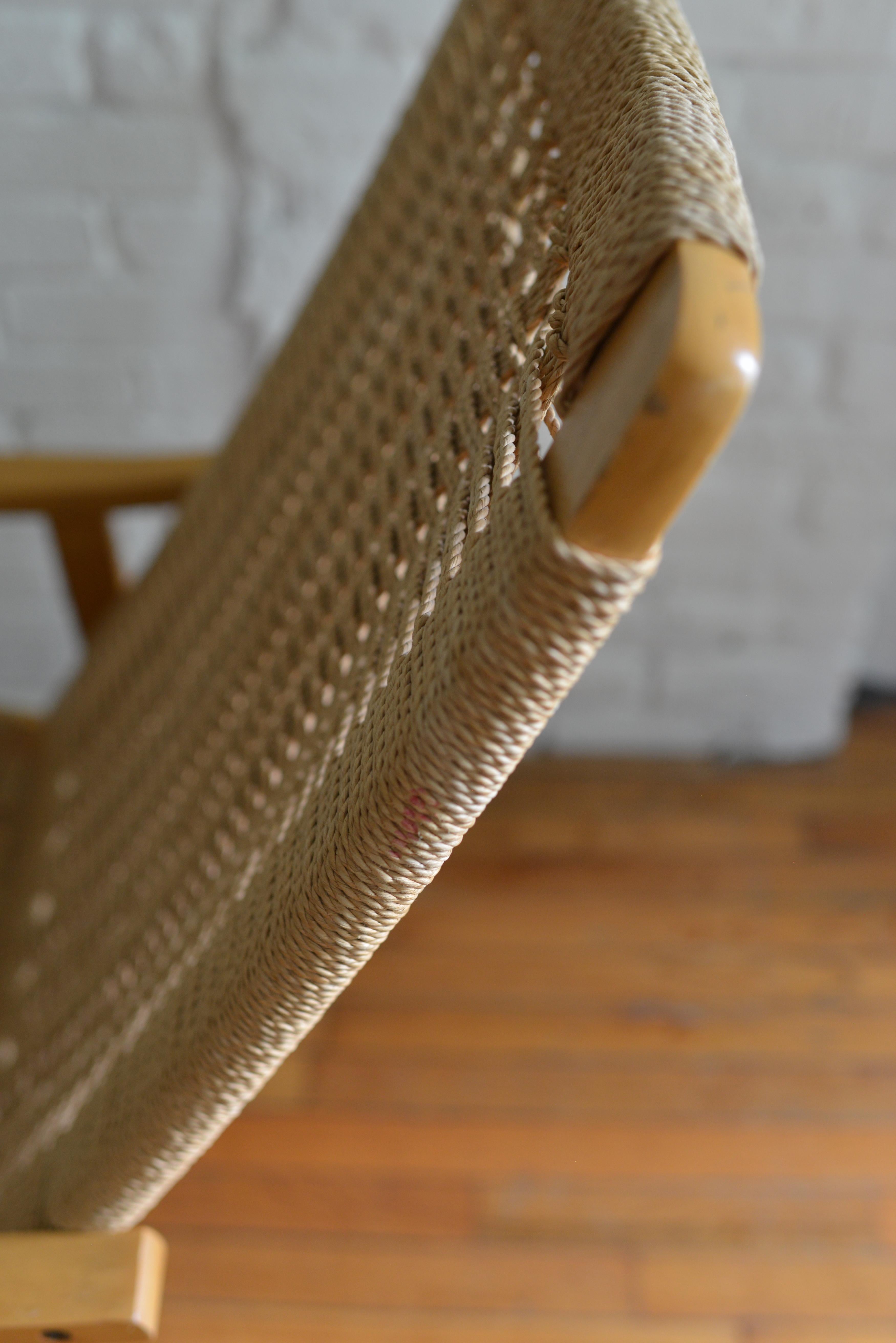 Hans Wegner Style Twisted Rope Rocking Chair Made in Yugoslavia 2