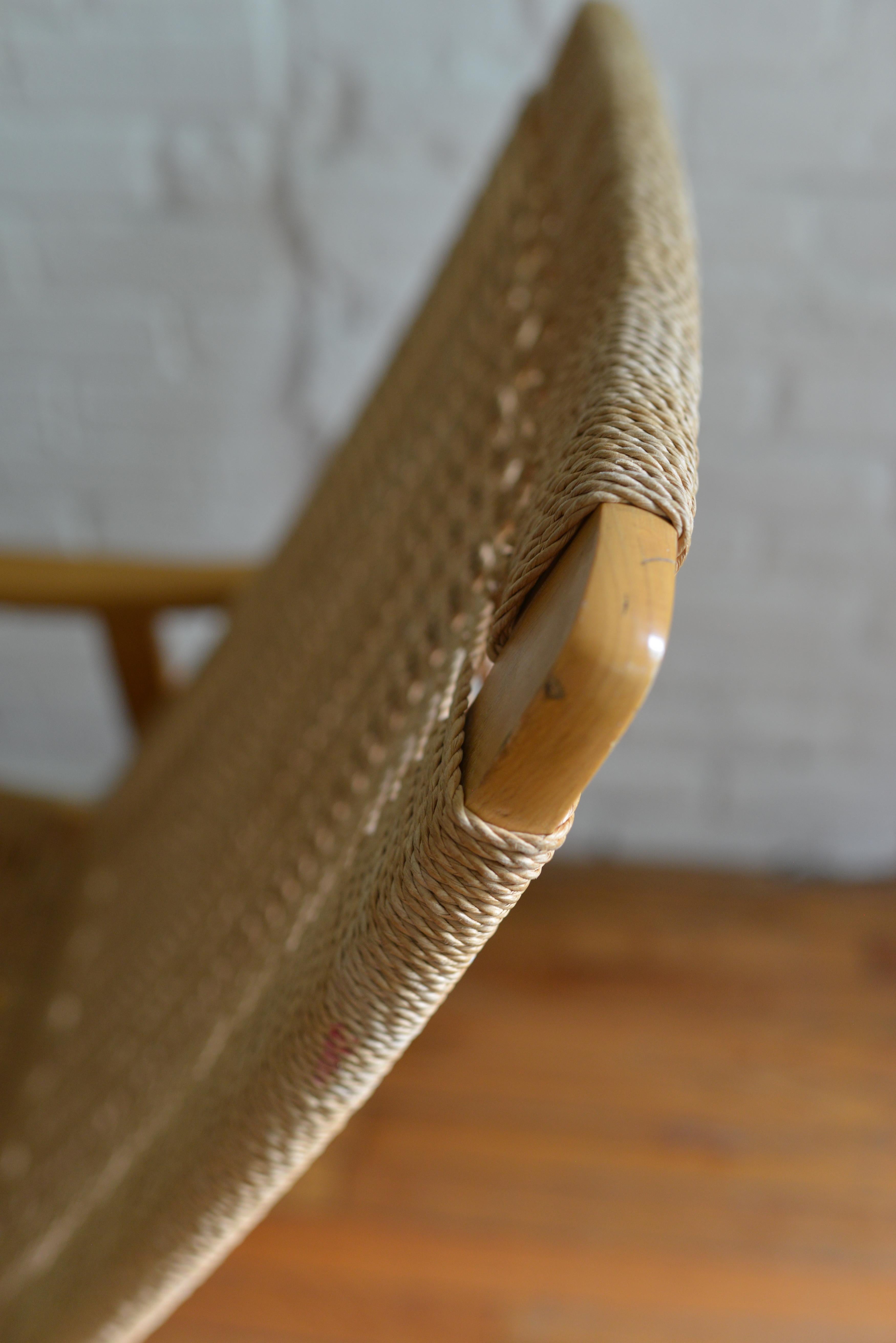 Hans Wegner Style Twisted Rope Rocking Chair Made in Yugoslavia 3