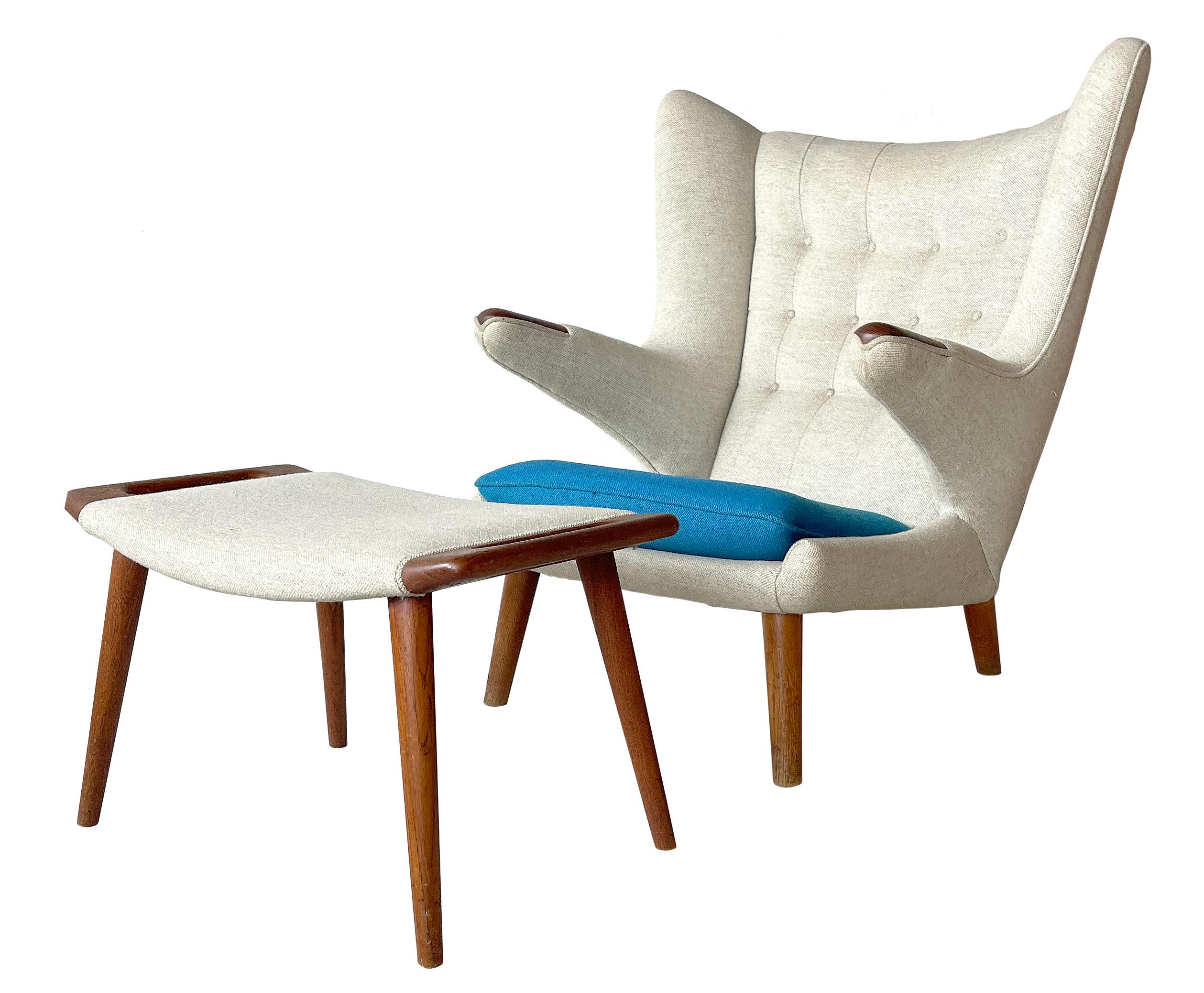 Wool Hans Wegner Suite of Chairs Papa Bear For Sale