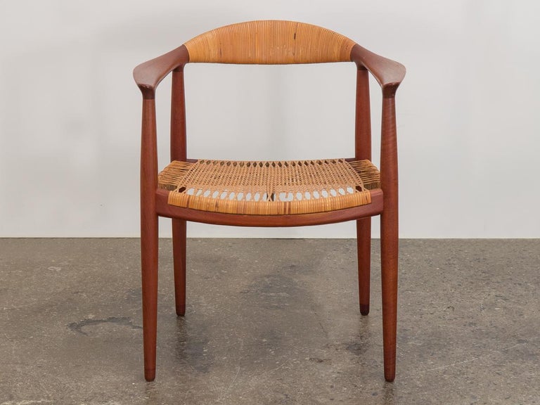 Hans Wegner Teak and Cane Round Chair at 1stDibs