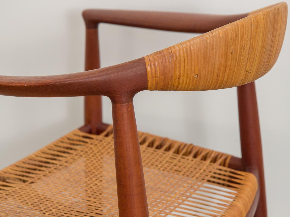 Hans Wegner Teak and Cane Round Chair In Good Condition In Brooklyn, NY