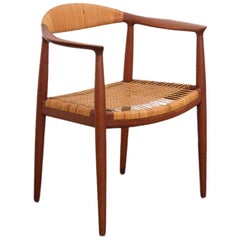 Hans Wegner Teak and Cane Round Chair