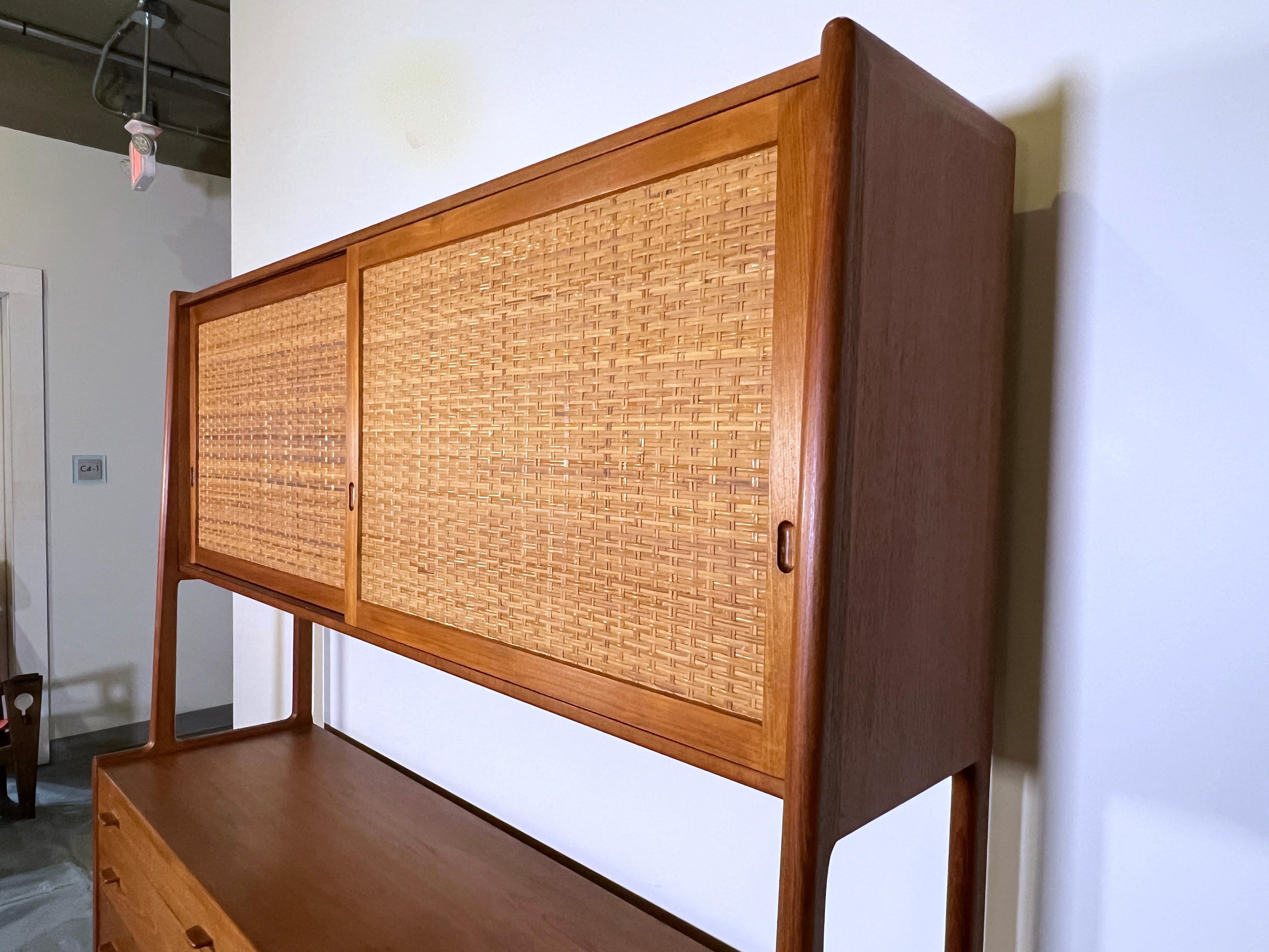 Scandinavian Modern Hans Wegner Teak and Cane Sideboard Credenza for Ry Møbler, Circa 1960s For Sale