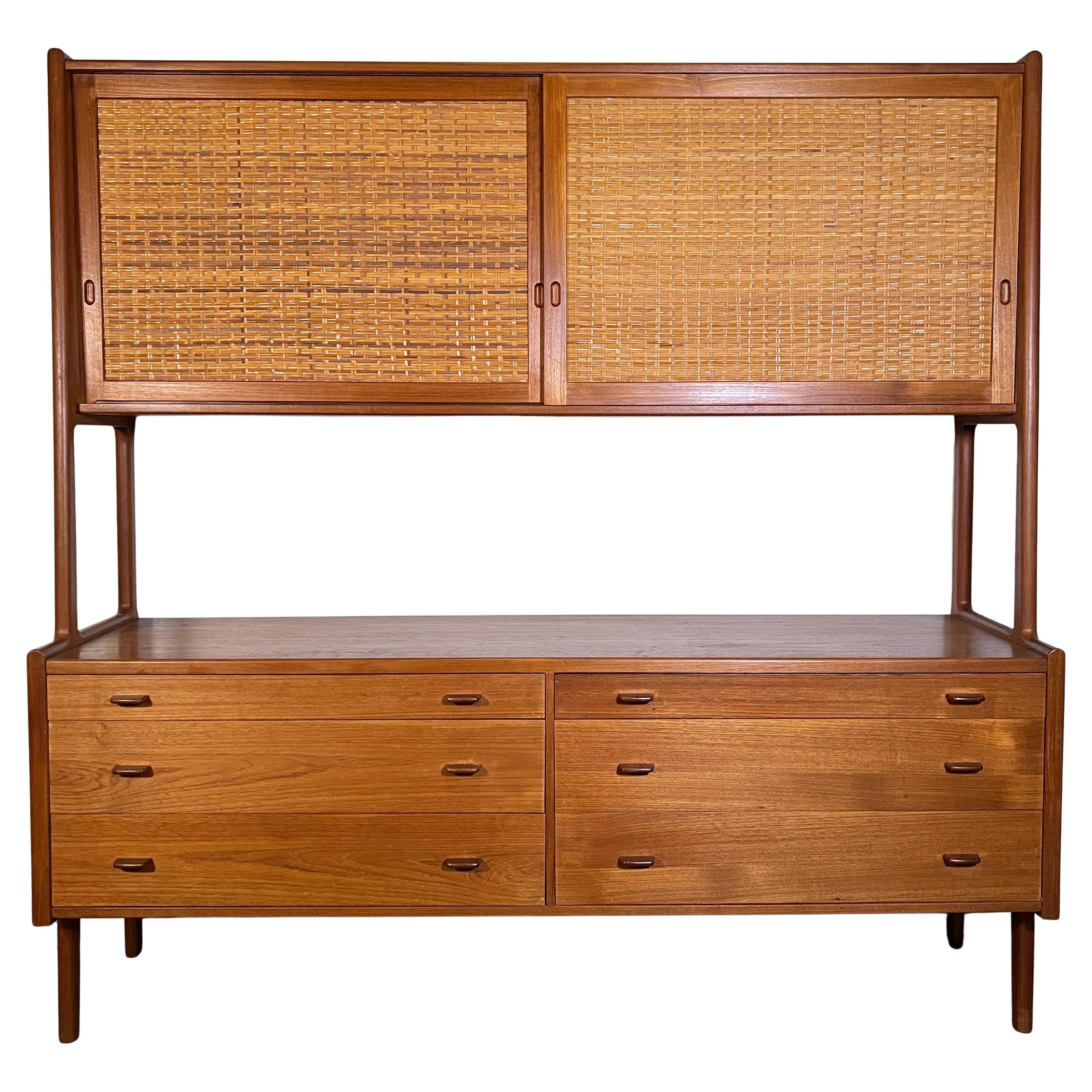 Hans Wegner Teak and Cane Sideboard Credenza for Ry Møbler, Circa 1960s For Sale