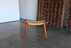 Hans Wegner Teak and Cane Stool for Johannes Hansen, circa 1955