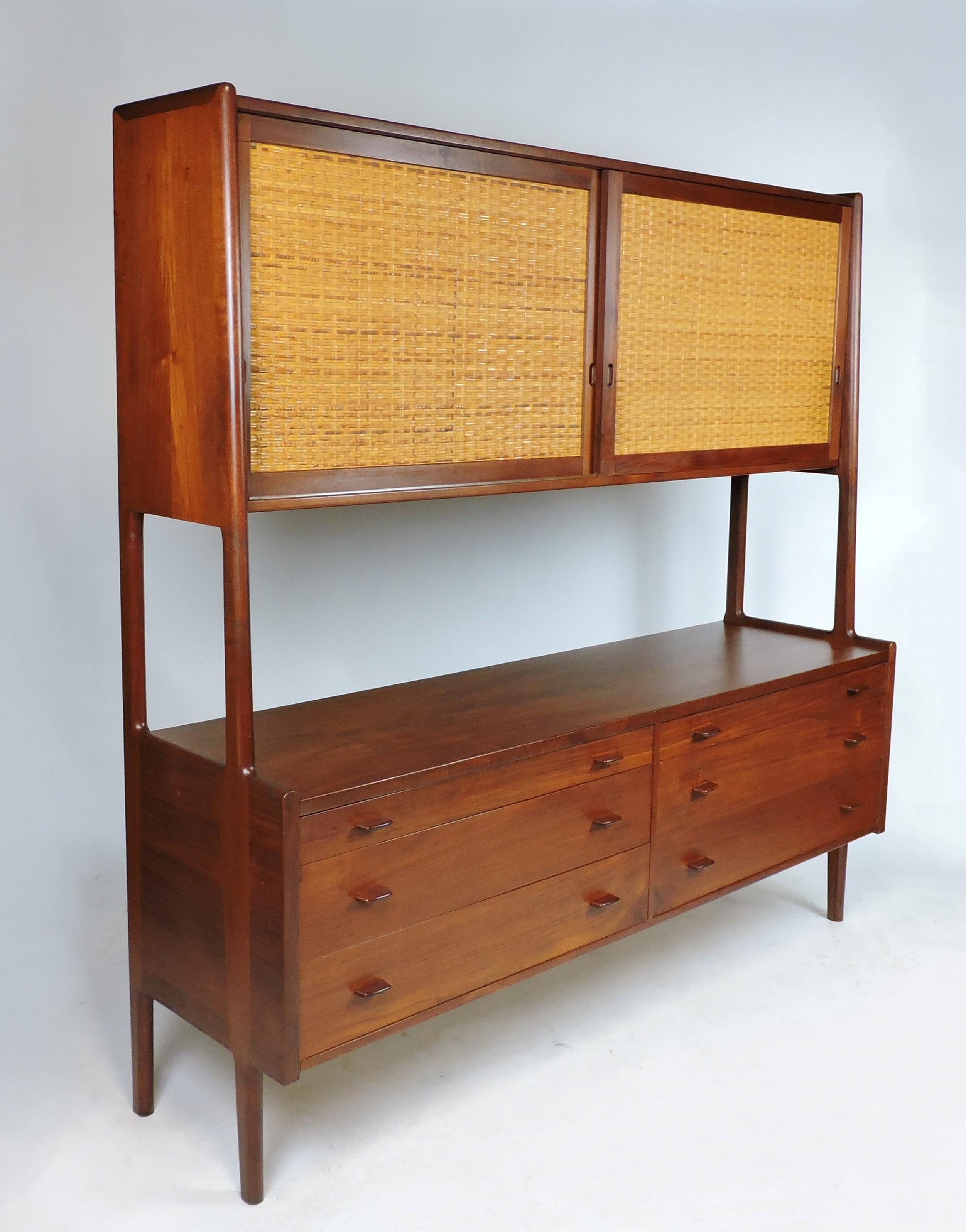 Hans Wegner Teak and Cane Two-Tier Credenza Sideboard for Ry Mobler, Model Ry-20 2