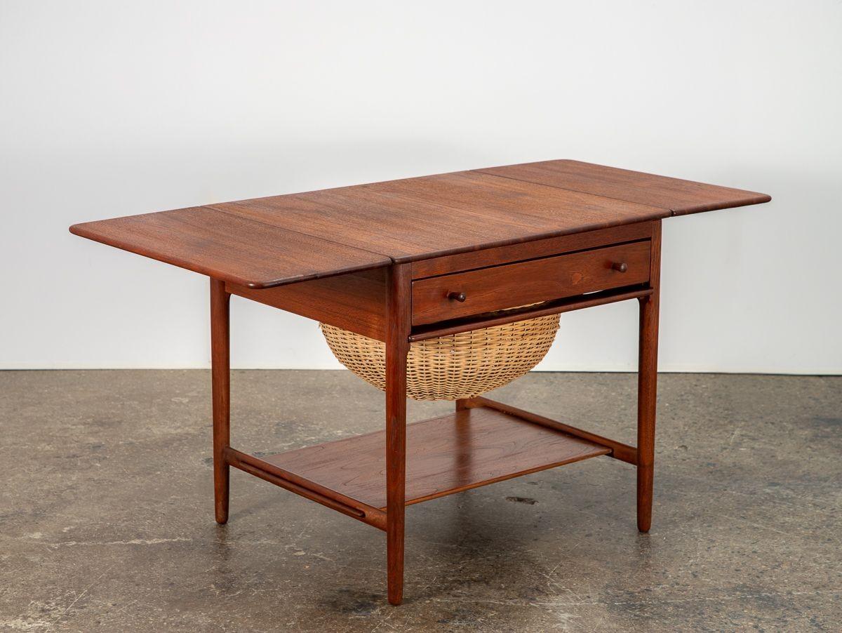 Danish Hans Wegner Teak At-33 Sewing Table For Sale