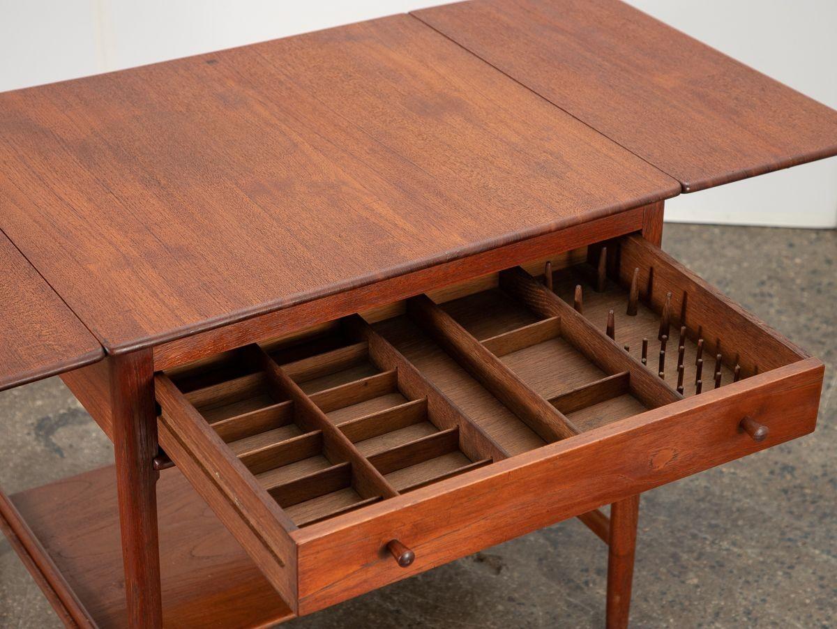 Hans Wegner Teak At-33 Sewing Table For Sale 1