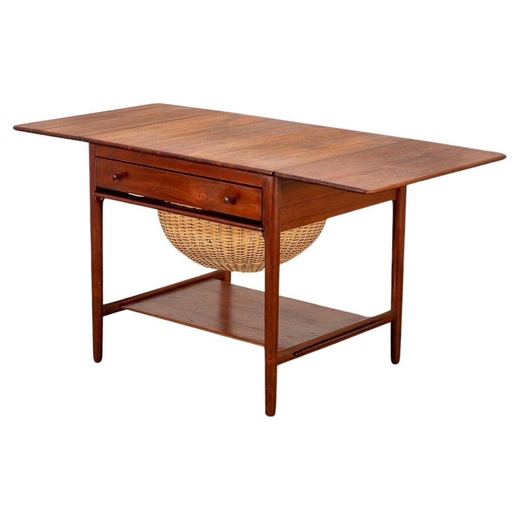Hans Wegner Teak At-33 Sewing Table For Sale