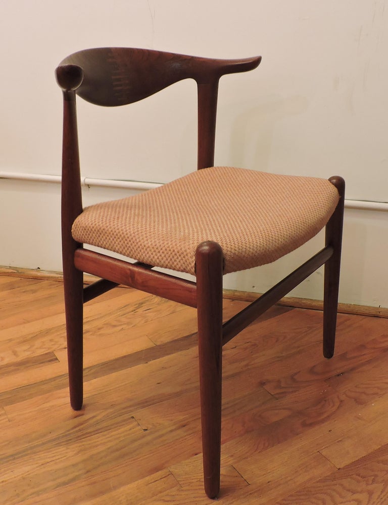 Hans Wegner Teak Cow Horn Chair Model JH 505 for Johannes Hansen For Sale at 1stdibs