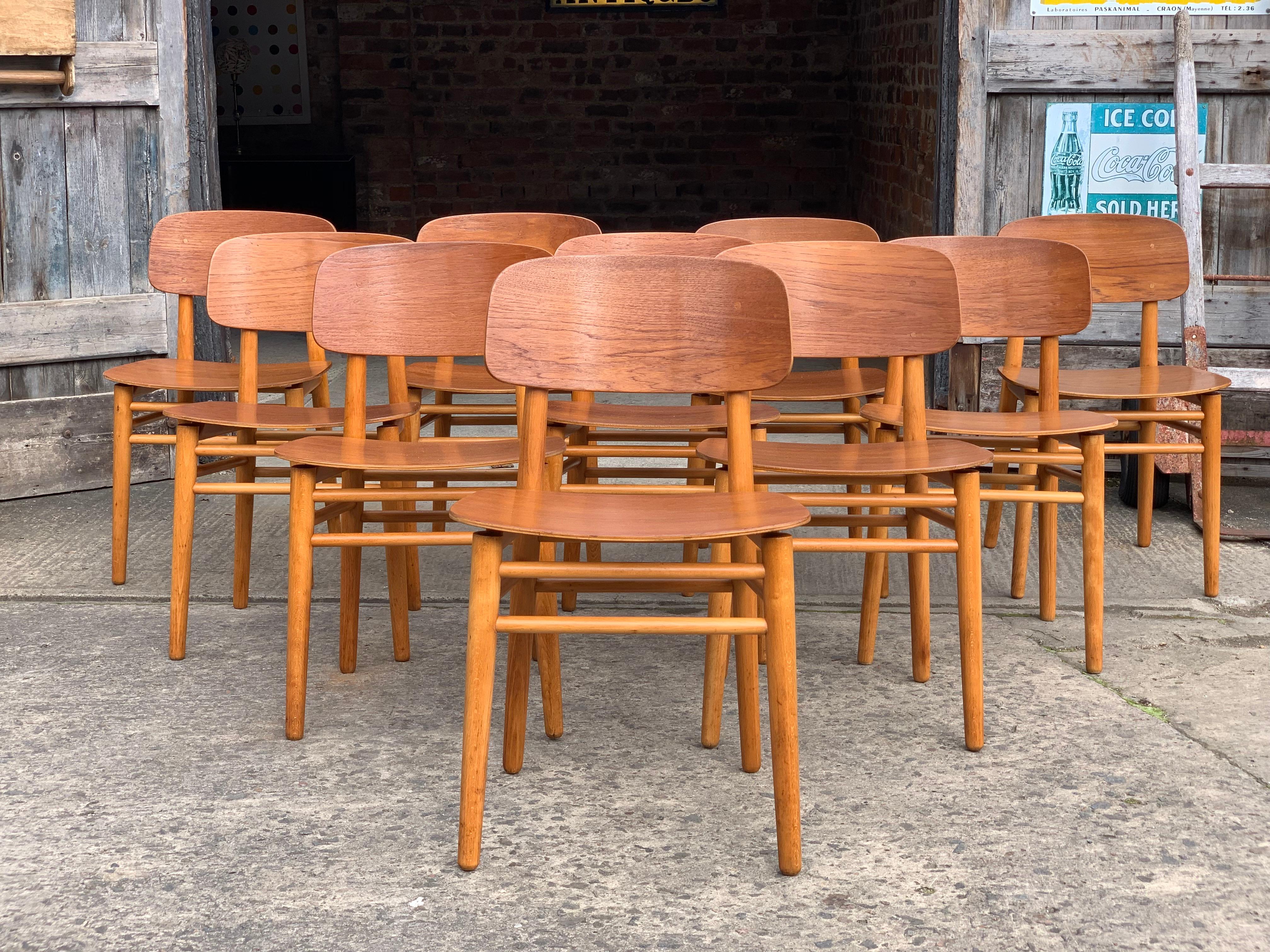 Hans Wegner Teak Dining Chairs Set of Ten for Fritz Hansen 4101, Denmark 7