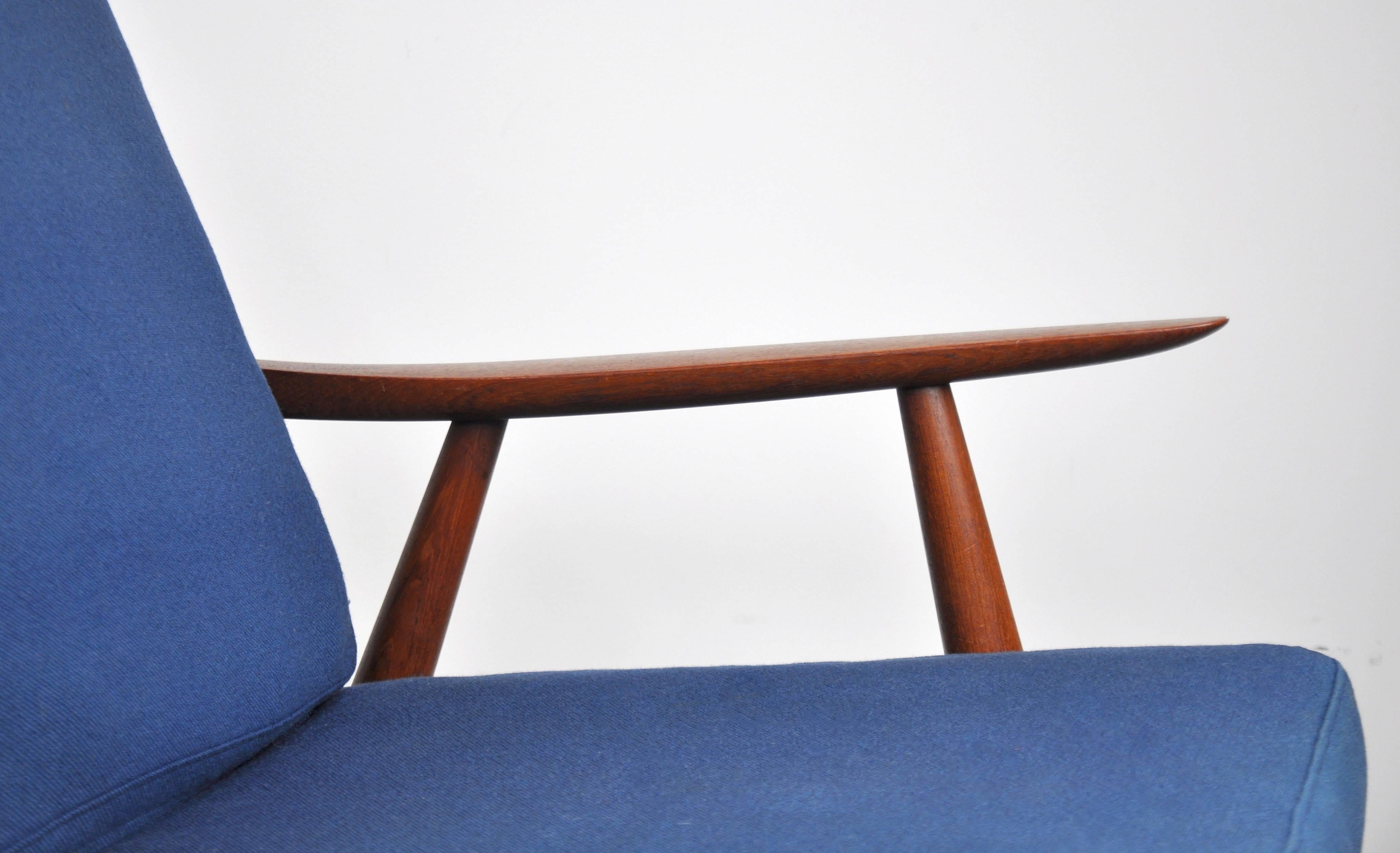 Hans Wegner Teak and Blue Wool Sofa 5