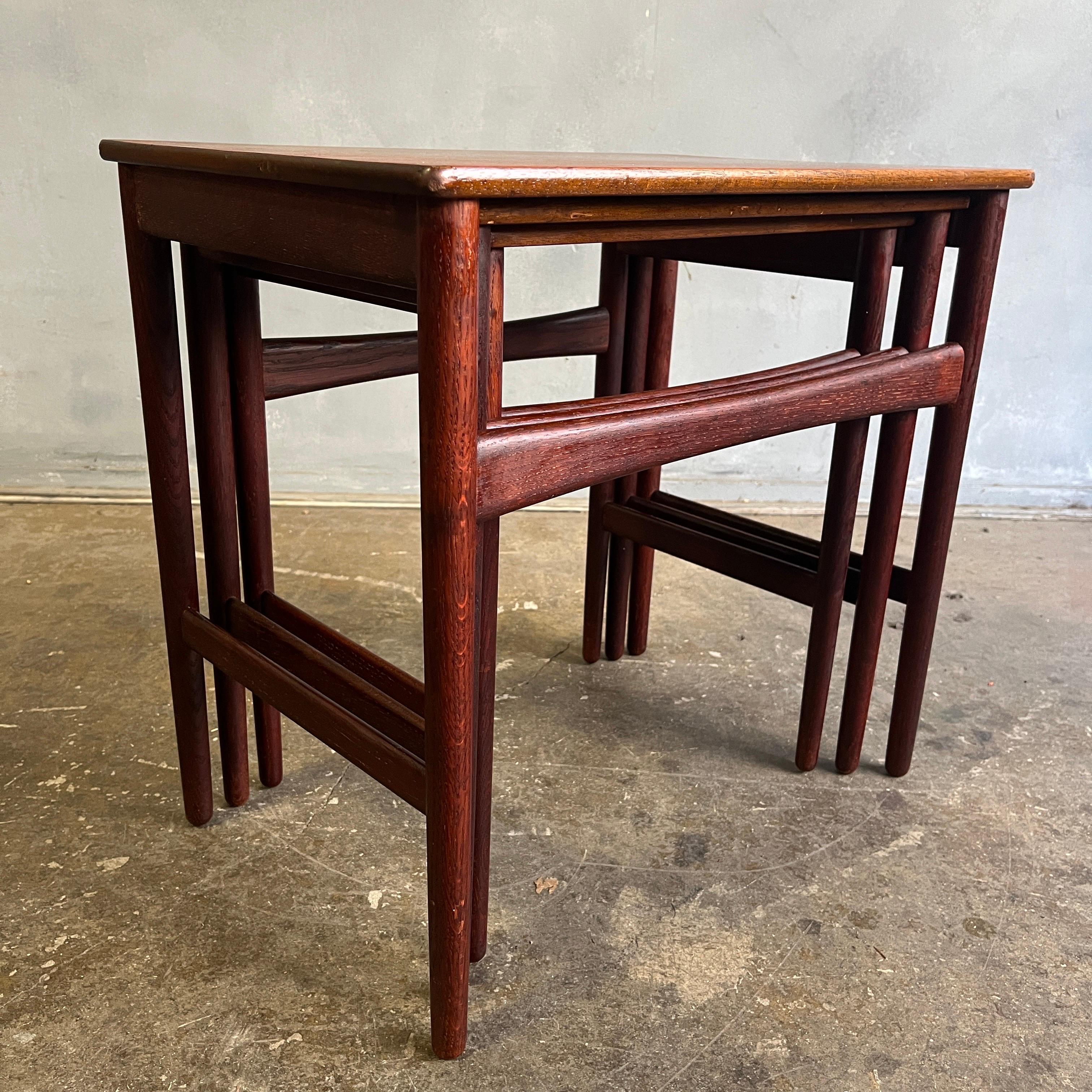 Hans Wegner Teak Nesting Tables Model AT-40 Andreas Tuck For Sale 3