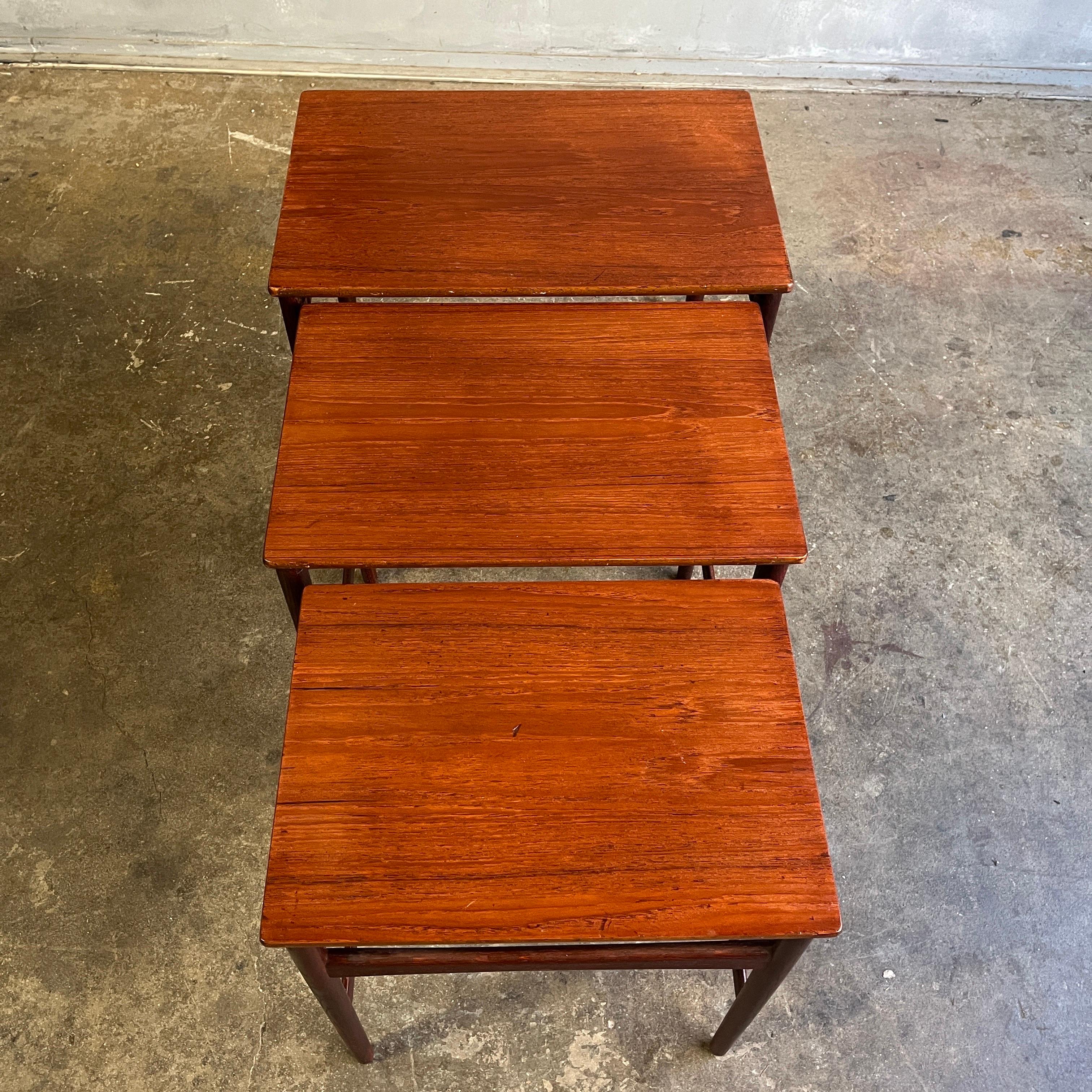 Hans Wegner Teak Nesting Tables Model AT-40 Andreas Tuck For Sale 8