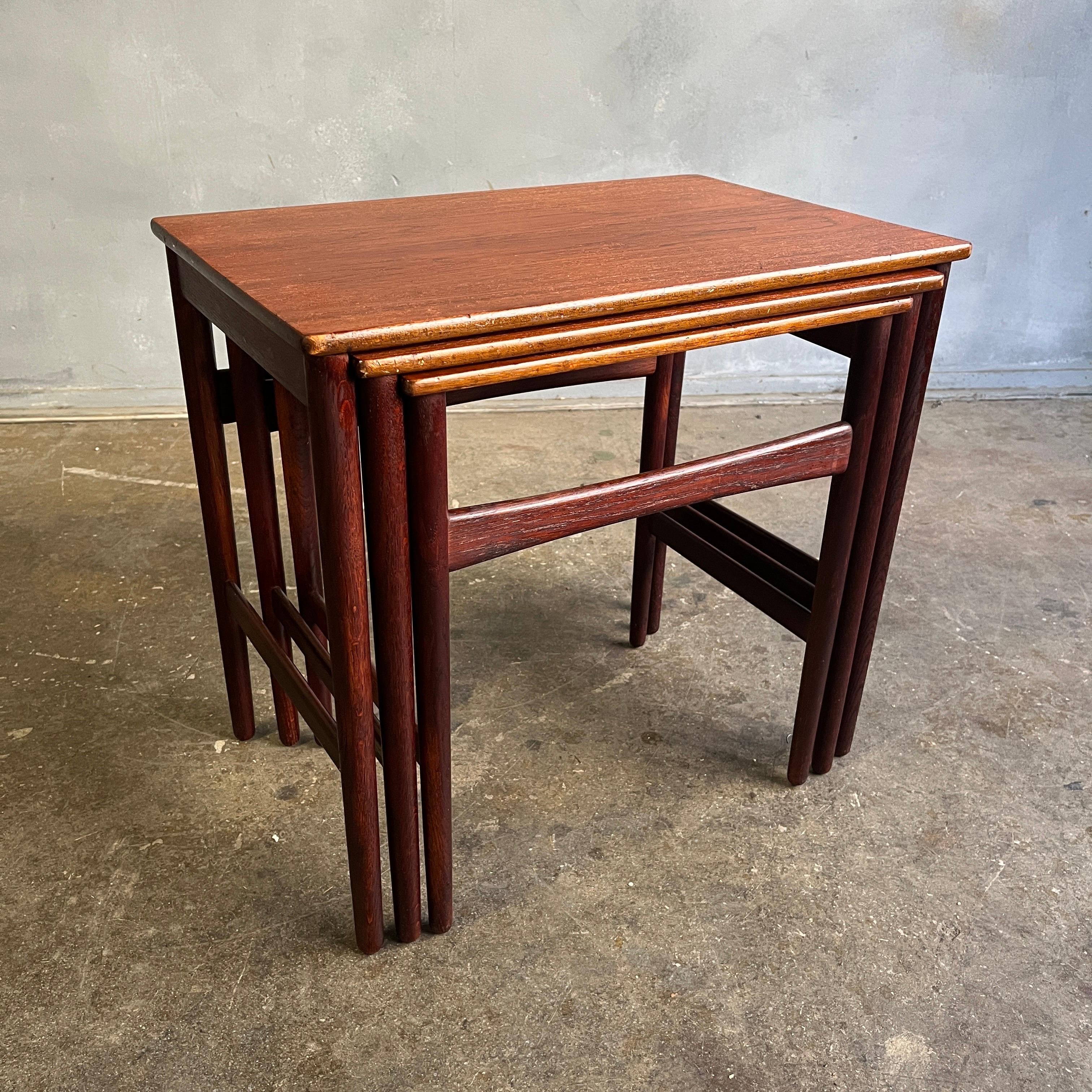 Hans Wegner Teak Nesting Tables Model AT-40 Andreas Tuck For Sale 10