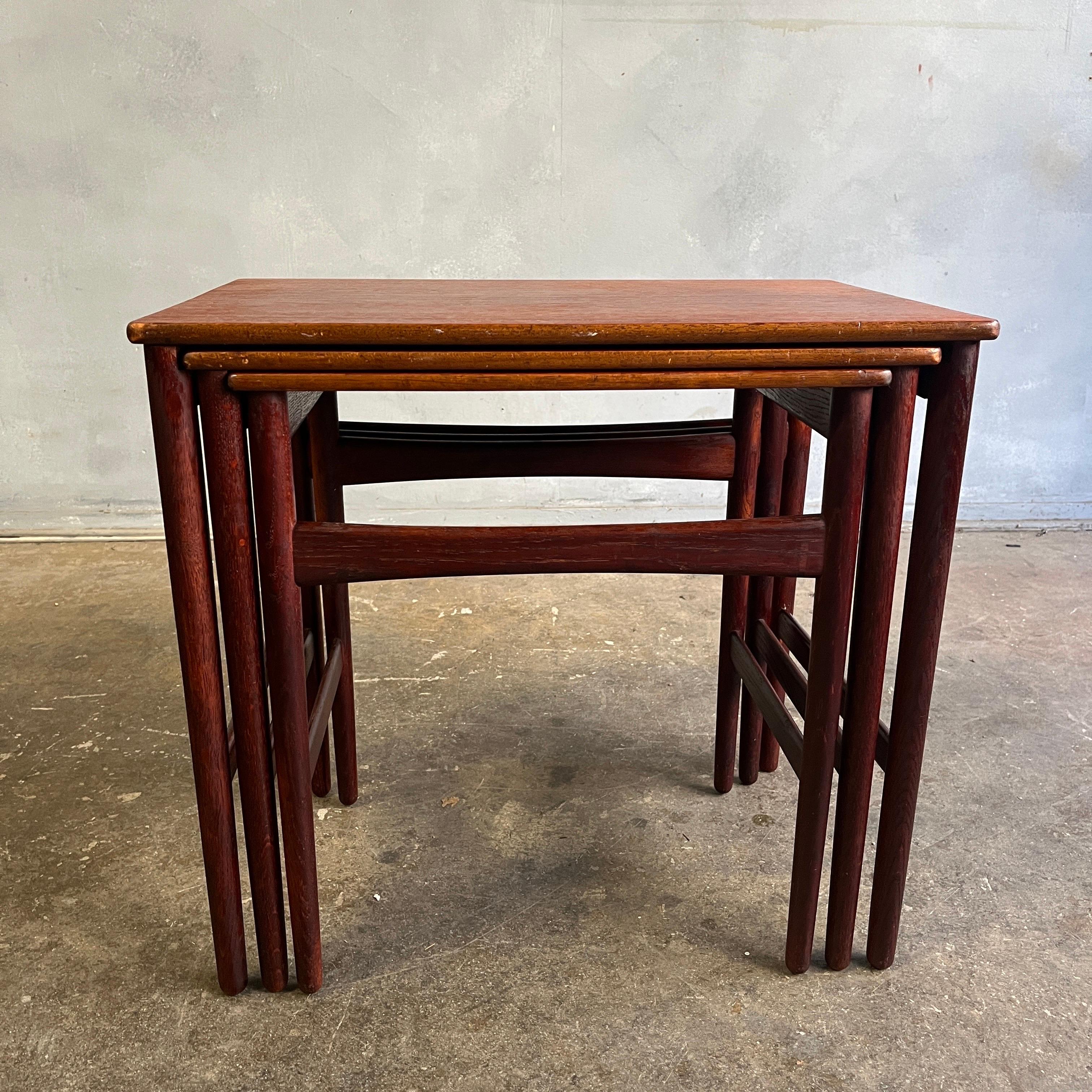 Hans Wegner Teak Nesting Tables Model AT-40 Andreas Tuck For Sale 11