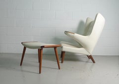 Hans Wegner Teak Papa Bear Chair and Ottoman, AP Stolen, 1951, Denmark