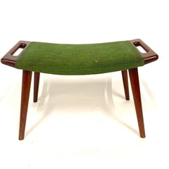 Hans Wegner Teak Papa Bear Chair Ottoman or Stool by A.P. Stolen Denmark w Label