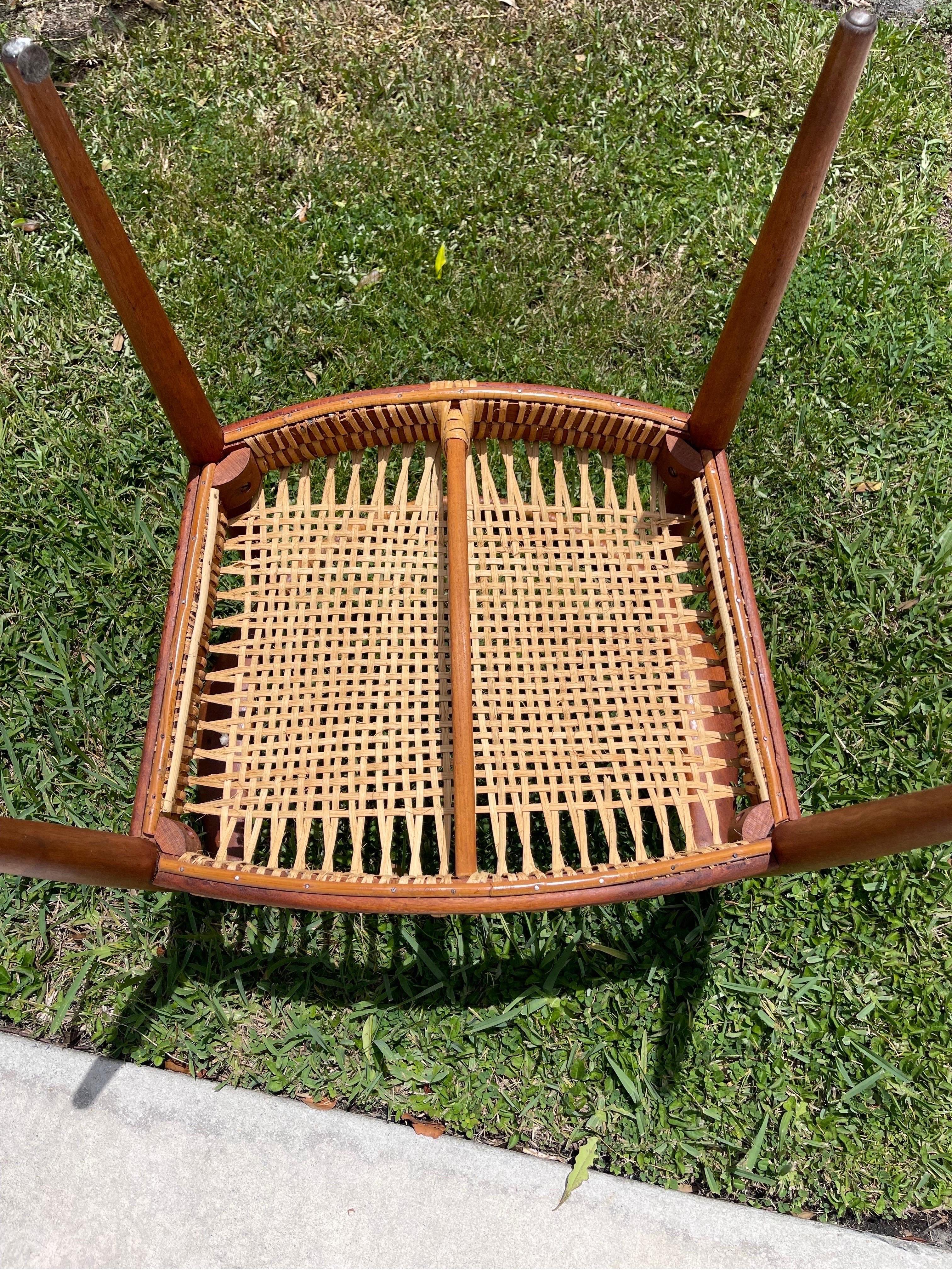 Hans Wegner “The Chair” Early Example Teak, Cane Armchairs, a Pair For Sale 6