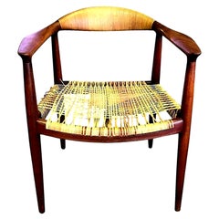 Hans Wegner "the Chair" Early Version Teak and Cane JH-501 Chair Johannes Hansen