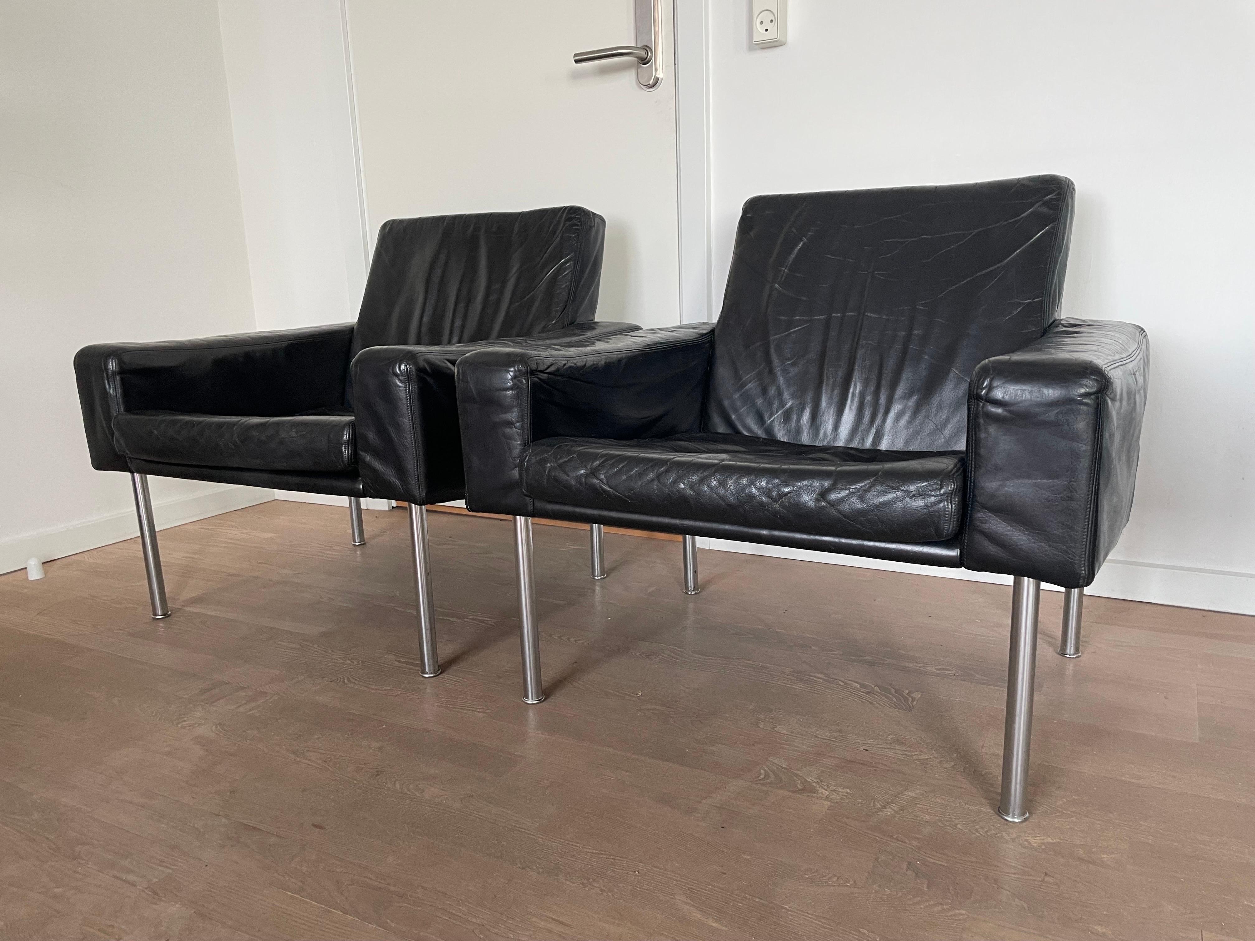 Chrome Hans Wegner Three-Seater and Set of Chairs for the 