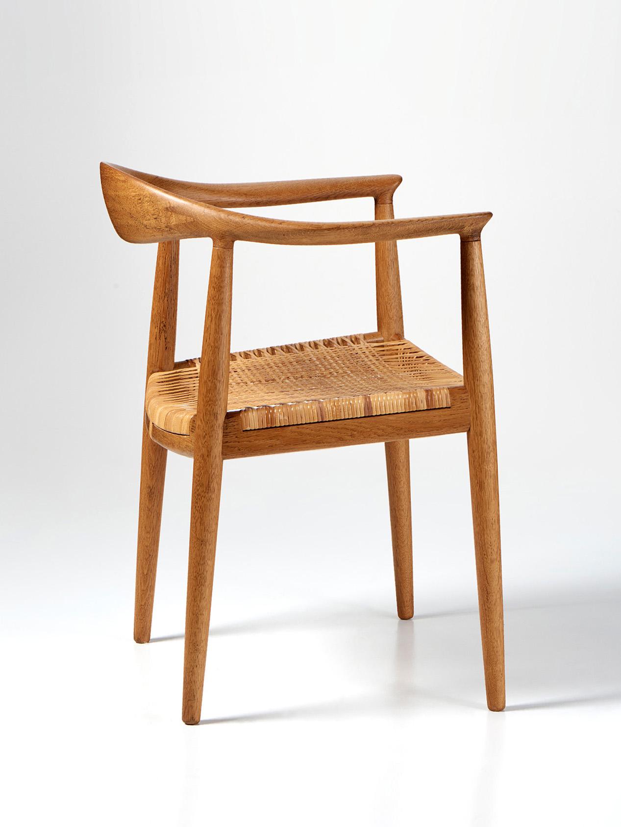 Danish Hans Wegner Vintage JH-501 Chair in Oak and Cane c1950s For Sale