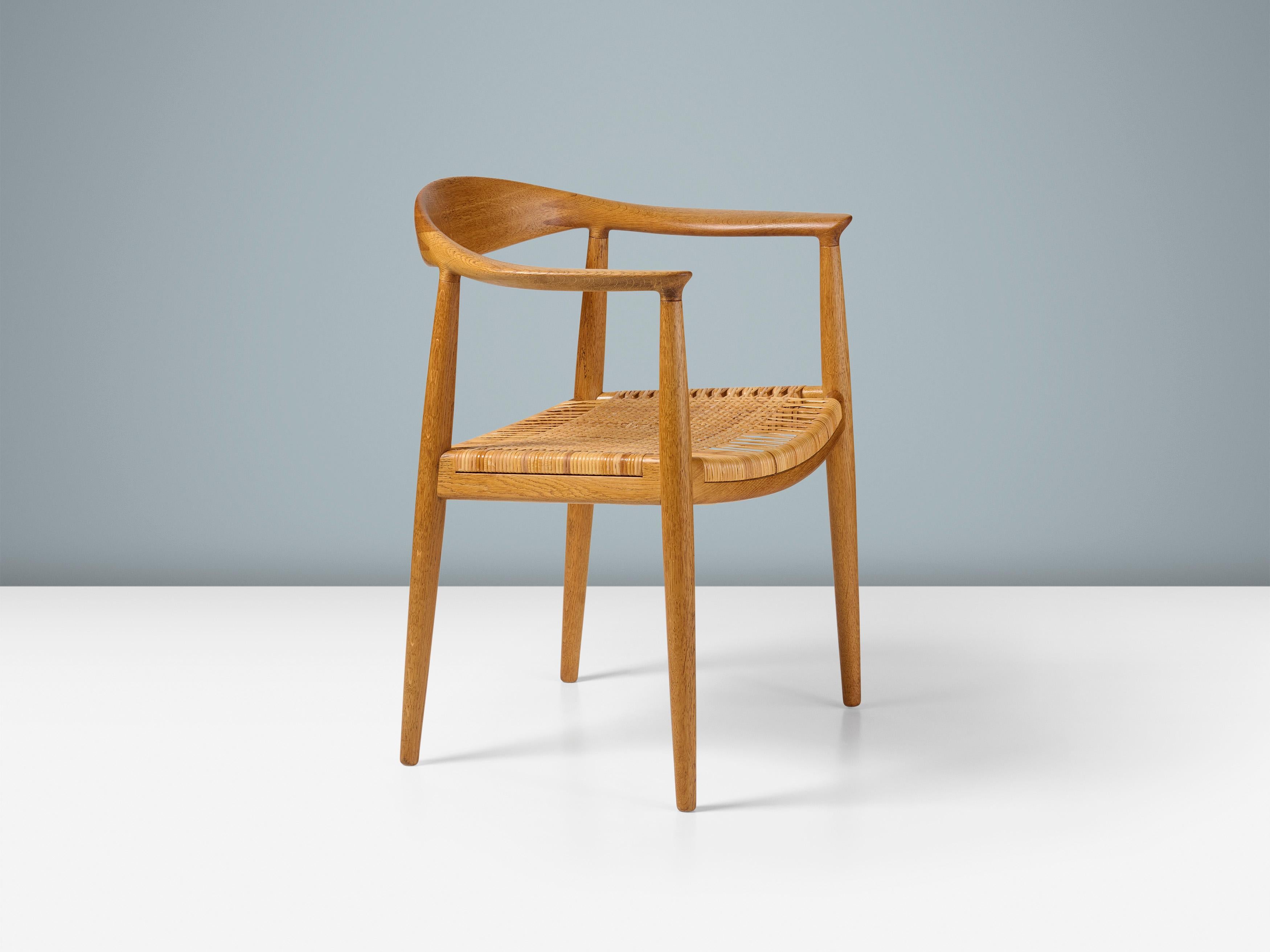 Hans Wegner Vintage JH-501 Chair in Oak and Cane c1950s In Excellent Condition For Sale In London, England