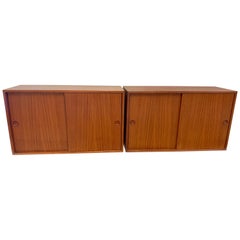 Mid Century Hans Wegner Wall Mounted Sideboards Hanging Cabinets, Pair