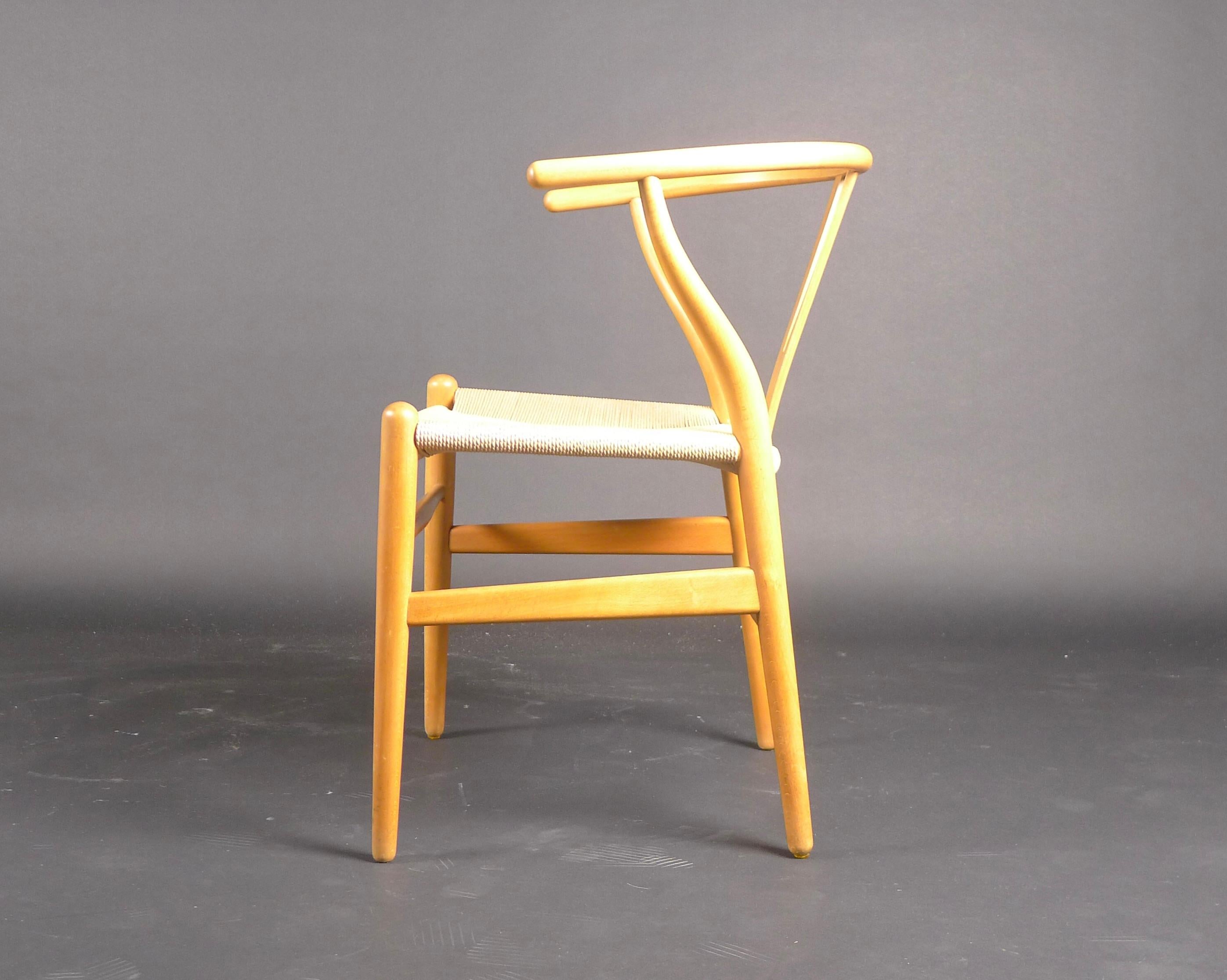 Danish Hans Wegner, Wishbone Chair, Model CH24, circa 1953, in Beech and Paper Cord