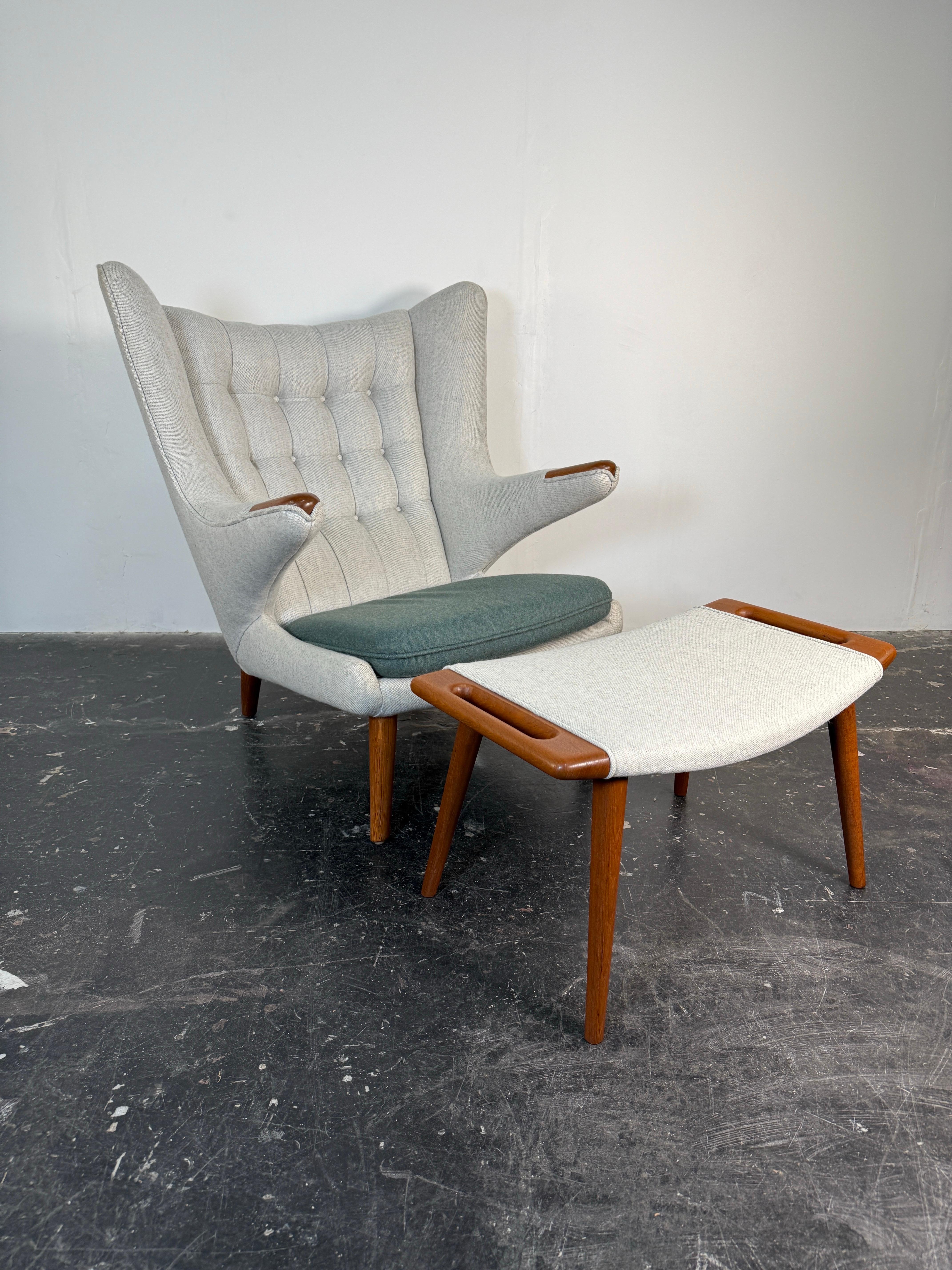 Hans Wegner's Papa Bear Chair and Ottoman for A.P. Stolen Denmark, 1950's For Sale 3
