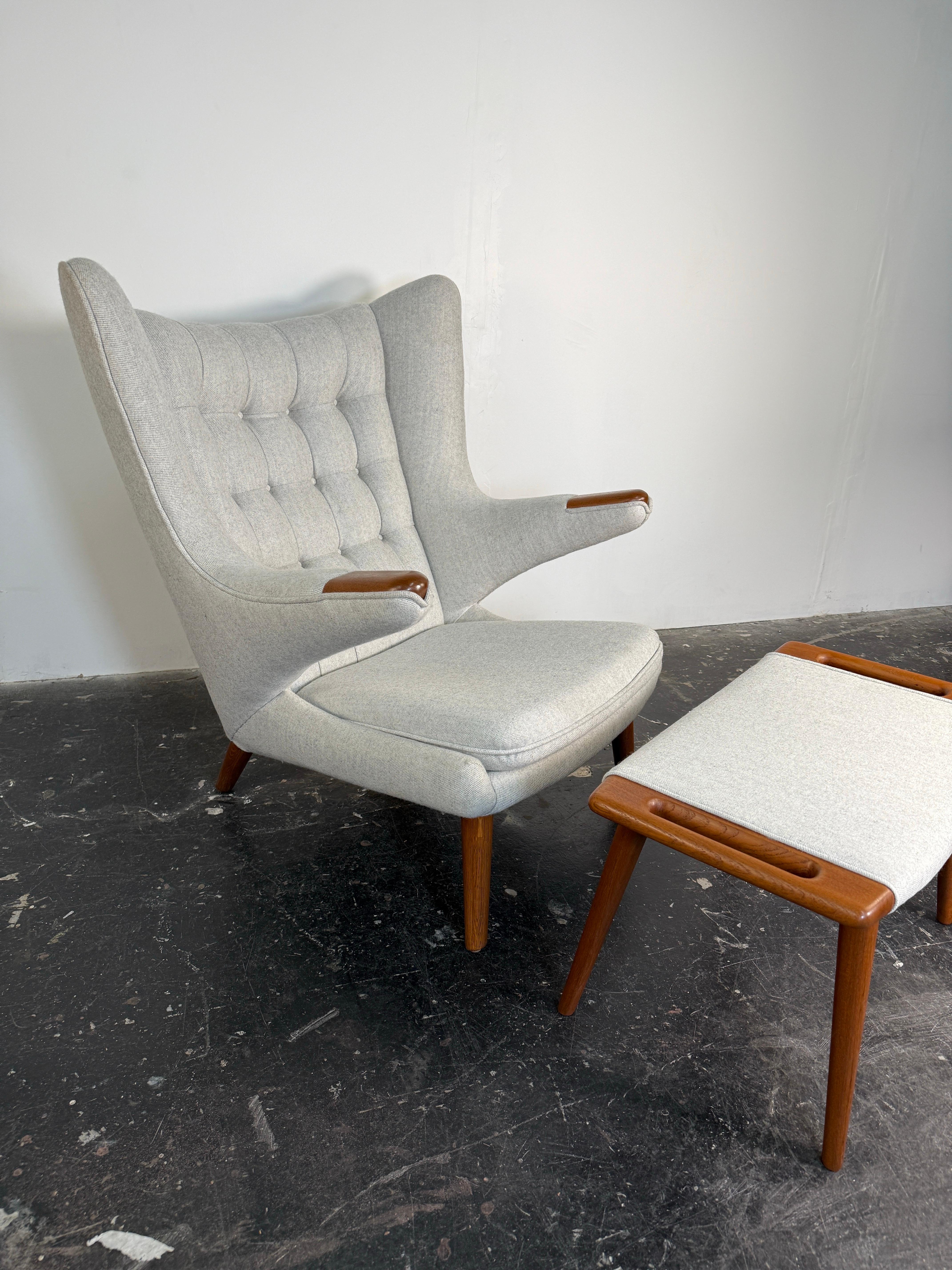 Hans Wegner's Papa Bear Chair and Ottoman for A.P. Stolen Denmark, 1950's For Sale 4