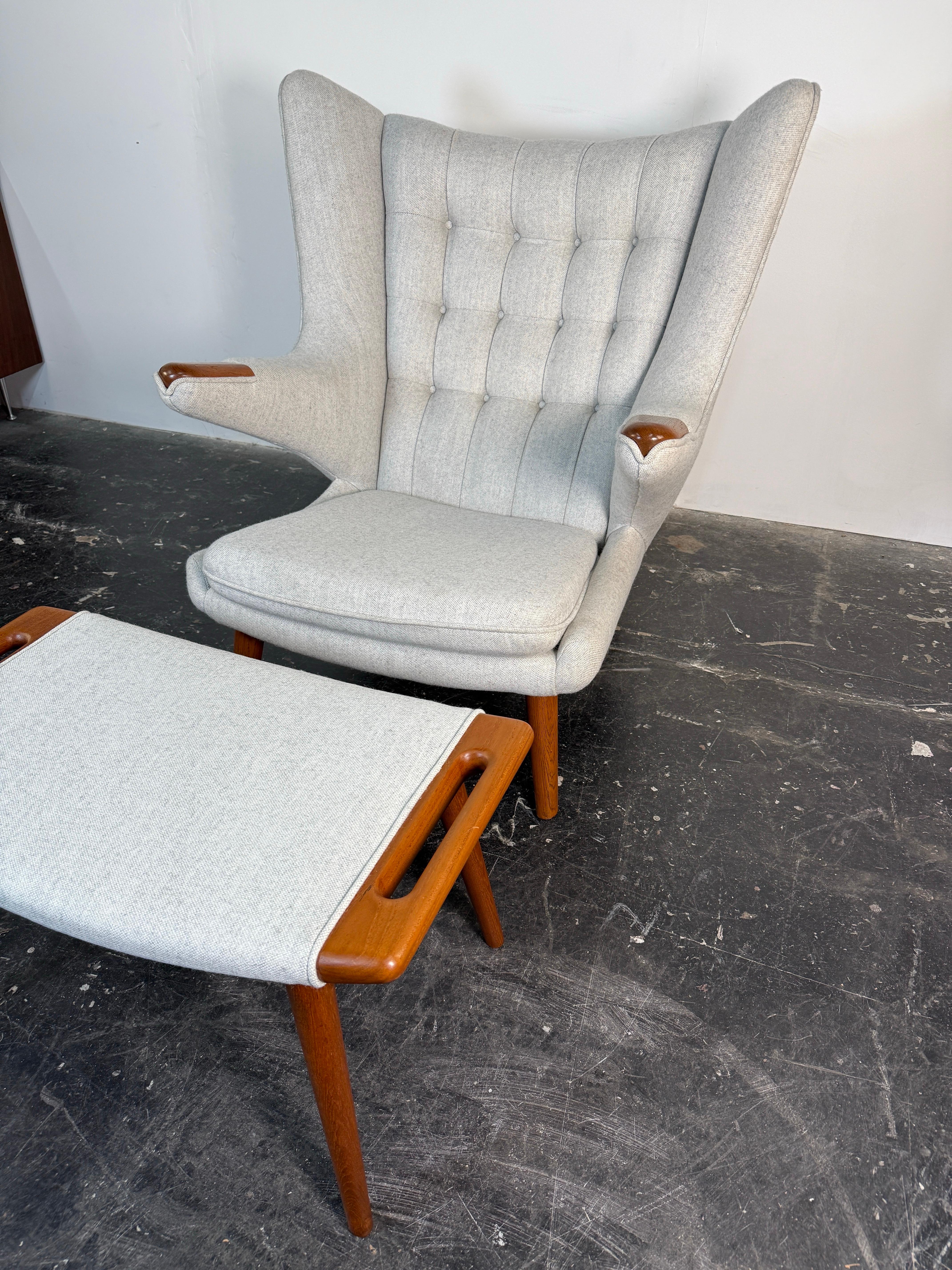 Hans Wegner's Papa Bear Chair and Ottoman for A.P. Stolen Denmark, 1950's For Sale 8