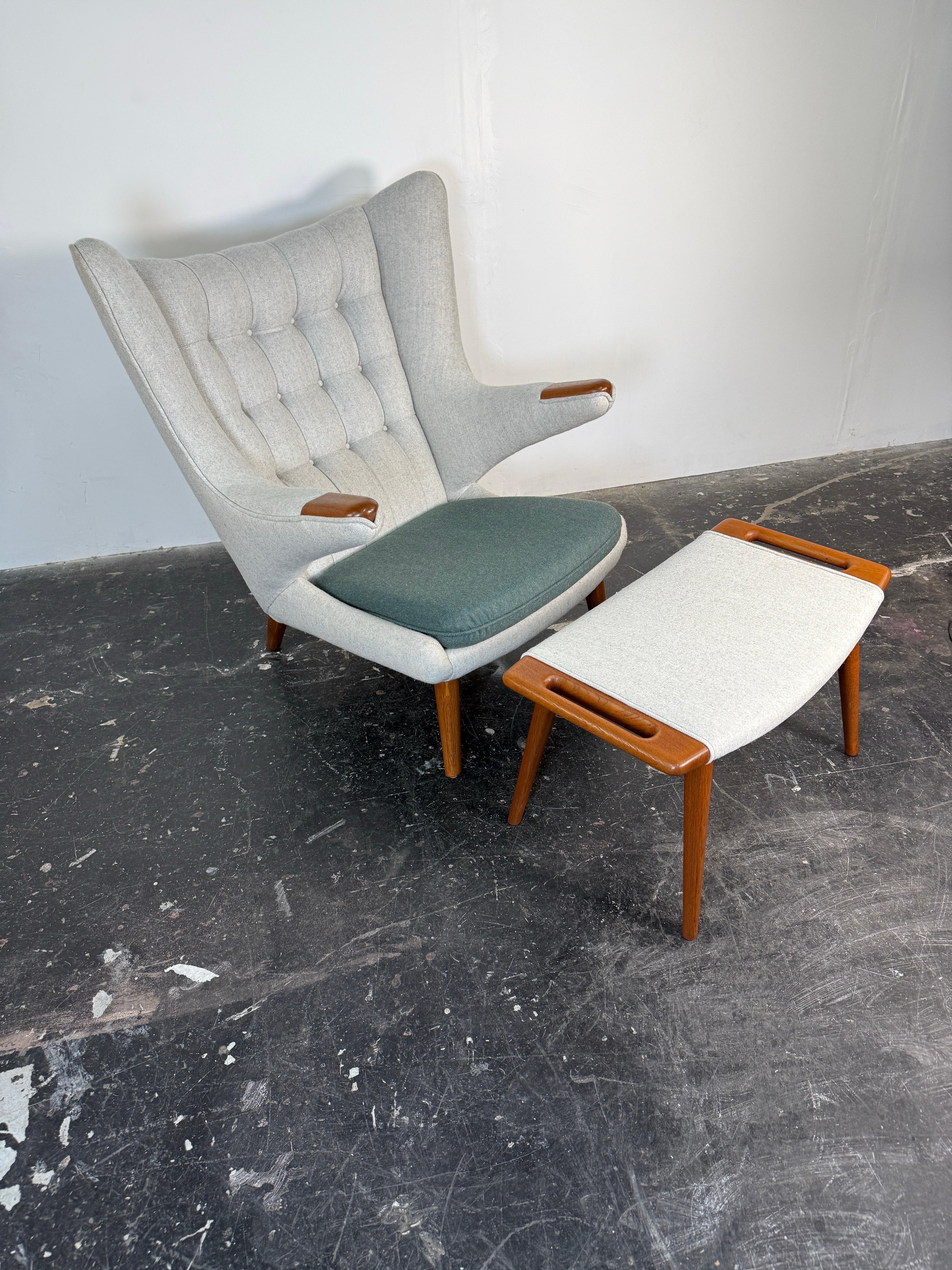 Hans Wegner's Papa Bear Chair and Ottoman for A.P. Stolen Denmark, 1950's For Sale 11