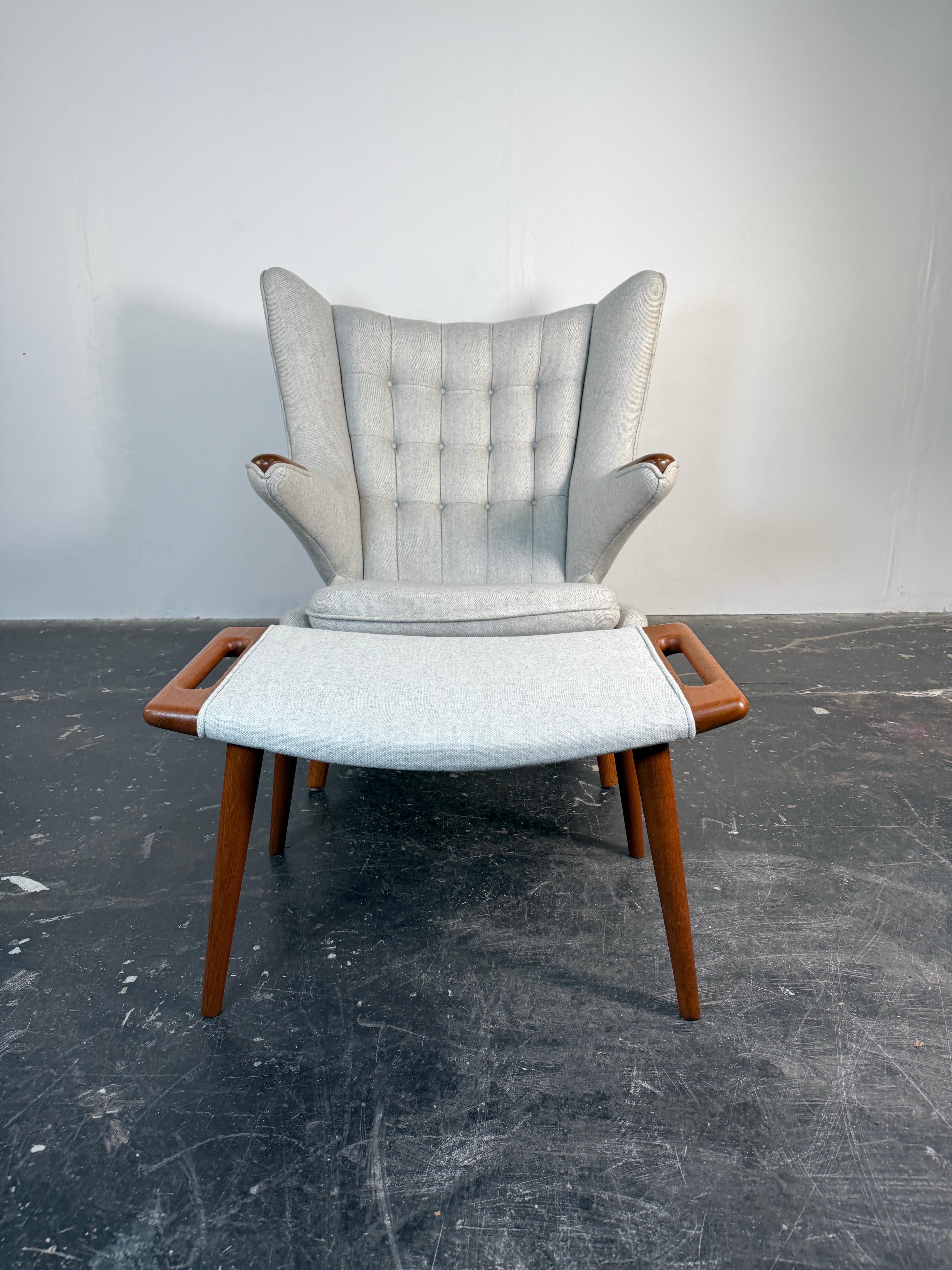 Mid-20th Century Hans Wegner's Papa Bear Chair and Ottoman for A.P. Stolen Denmark, 1950's For Sale