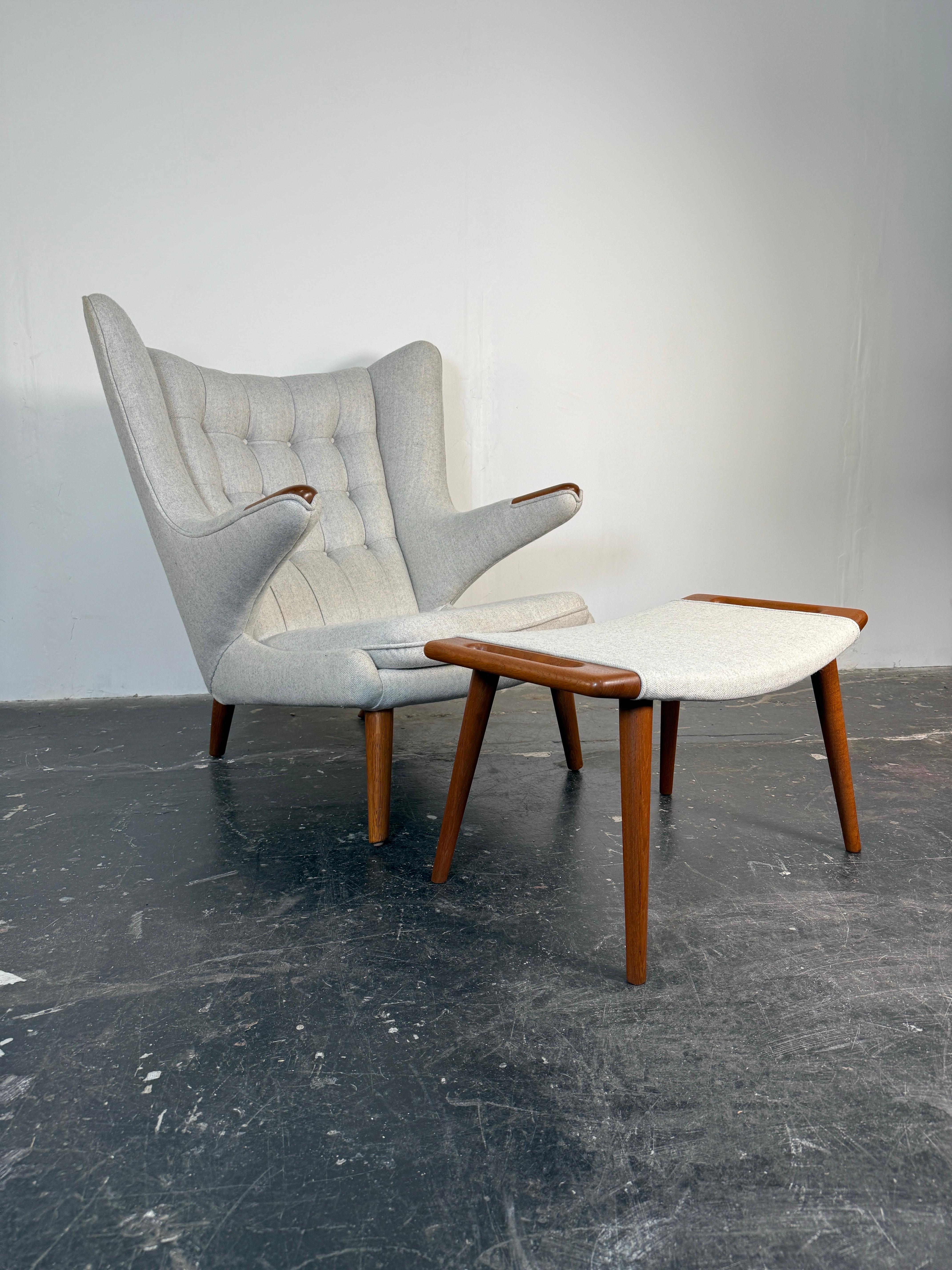 Wool Hans Wegner's Papa Bear Chair and Ottoman for A.P. Stolen Denmark, 1950's For Sale