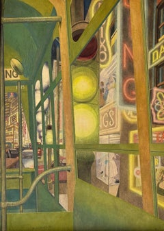 "Broadway, Times Square" Mitte des 20. Jahrhunderts Moderne amerikanische Szene Abstrakter Realismus