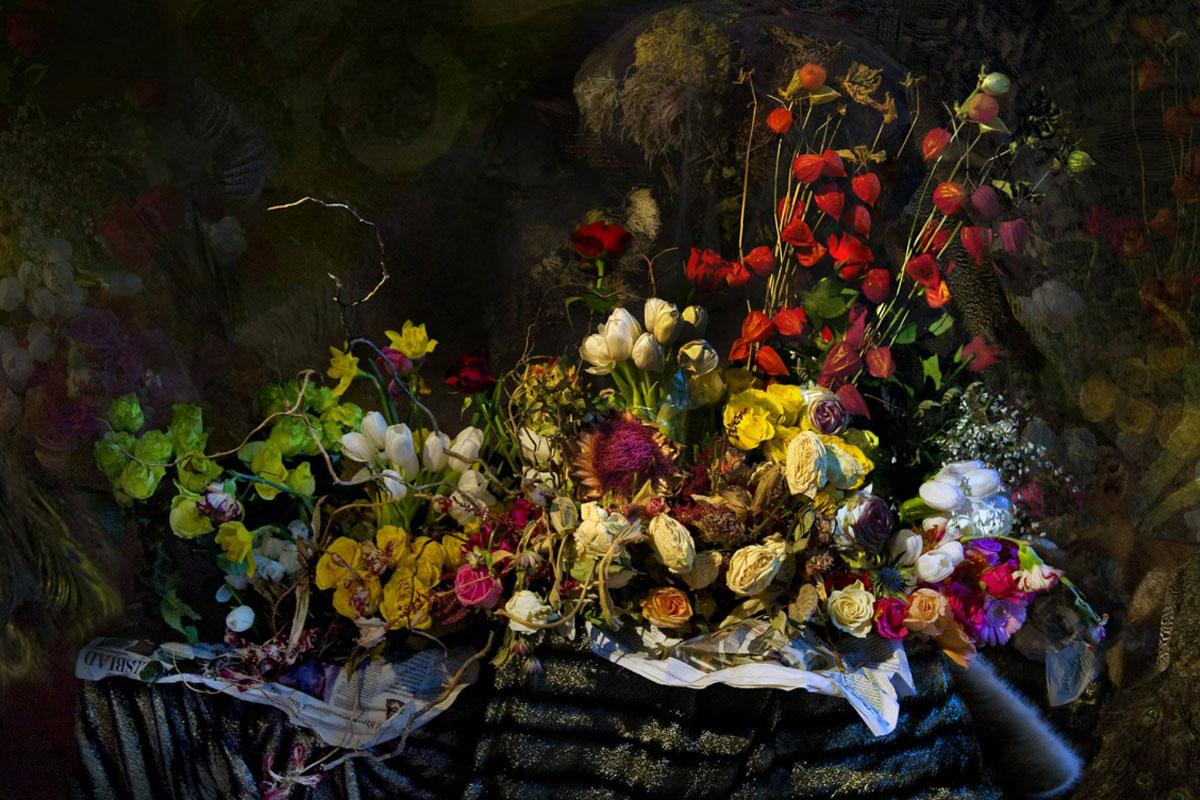 HANS WITHOOS (Rotterdam, The Netherlands)
STILL LIFE IN DRIED FLOWERS, STUFFED ANIMALS AND PAST NEWS

40 x 60 inches - Edition of 9

Fine art inkjet print on special paper rag, on Dibond 
Mounted and Framed

Hans Withoos career spans more than